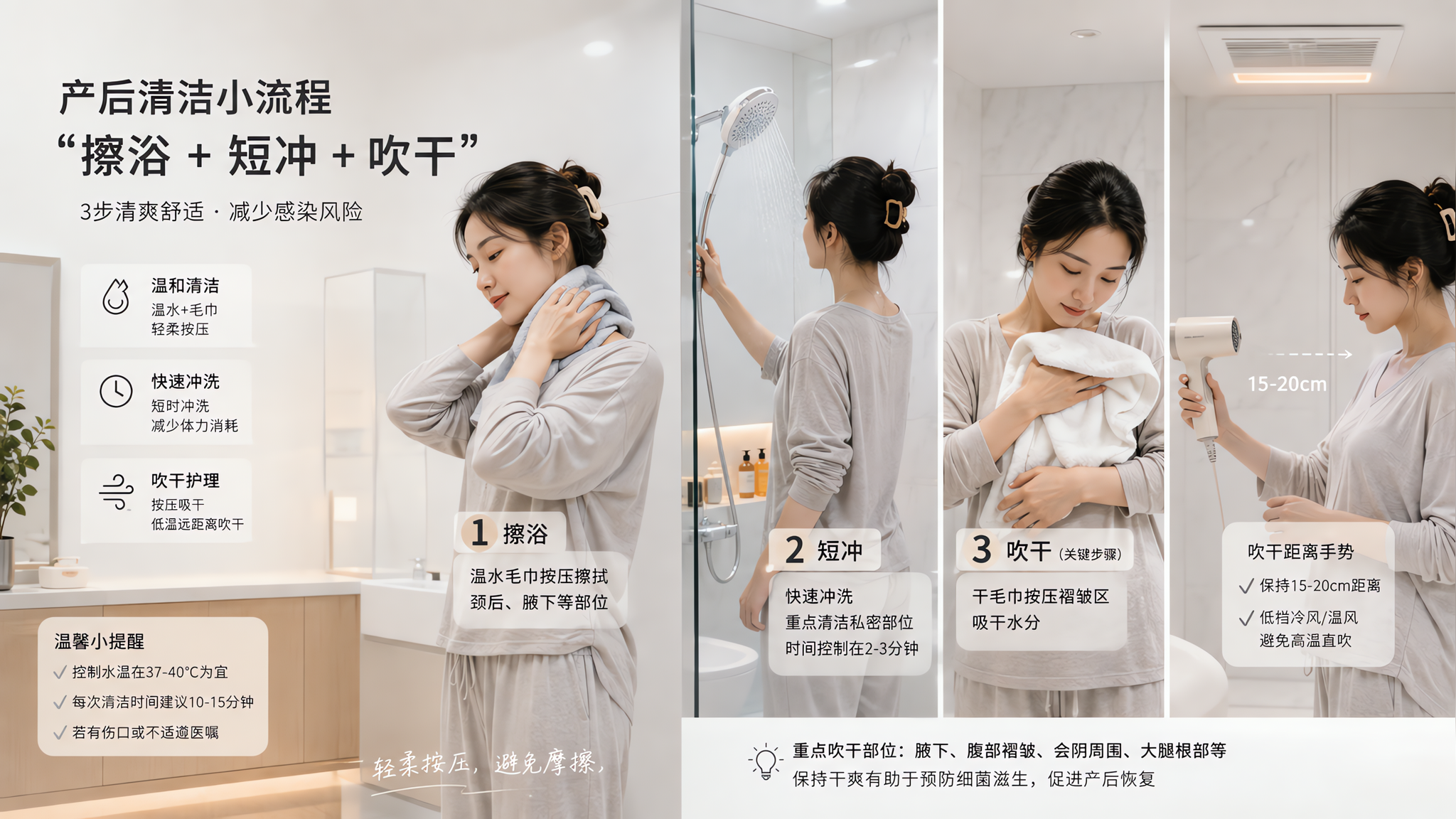 6月月子越闷越要洗：擦浴短冲吹干一套就够