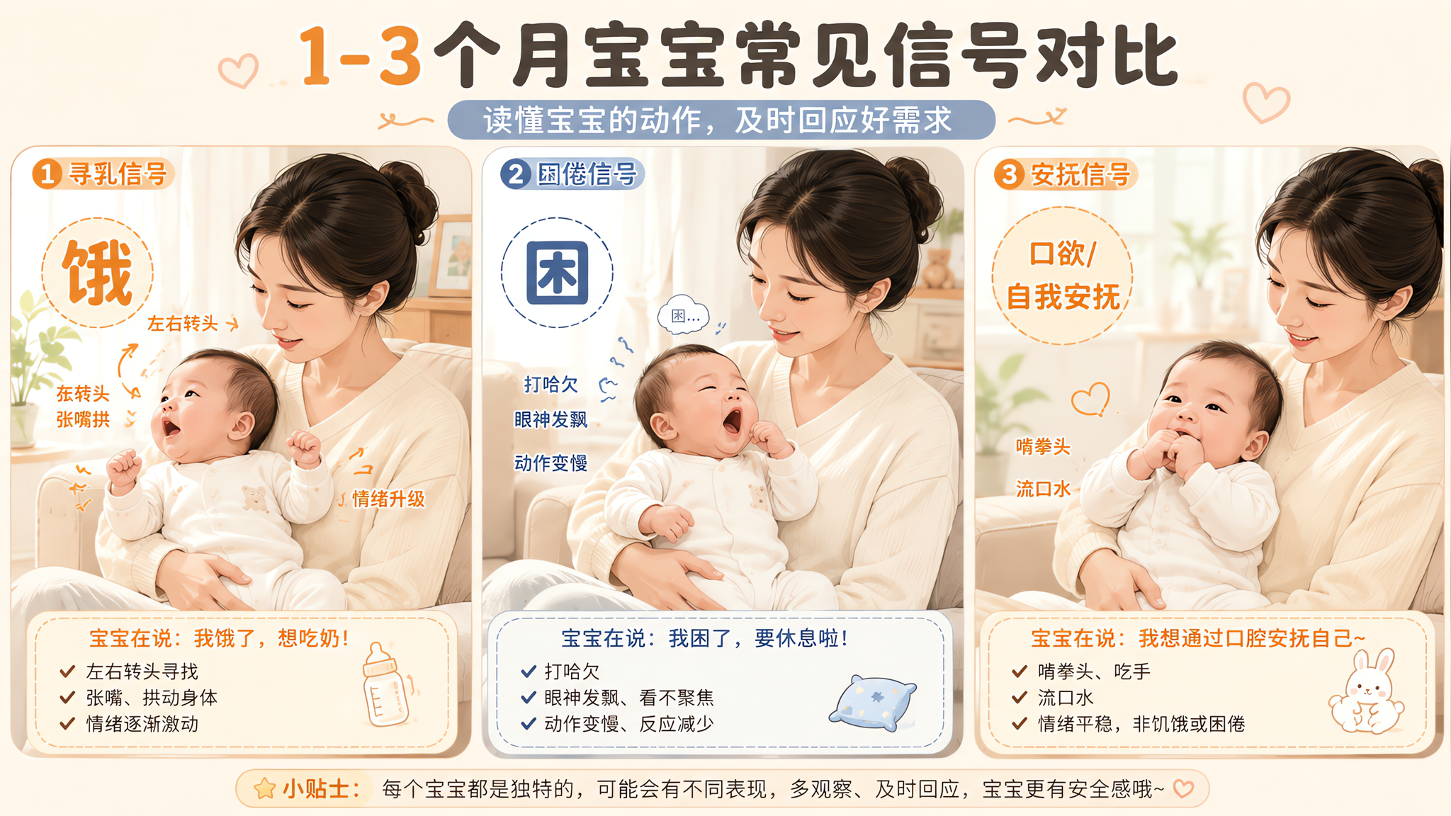 宝宝总啃拳头别急着加奶：3个信号分清饿困口欲