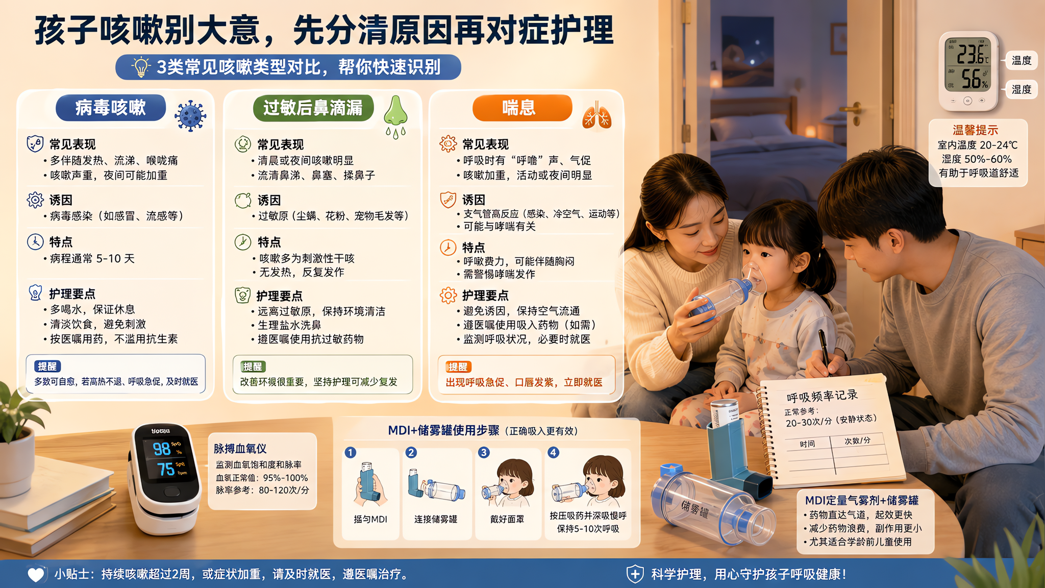孩子夜咳别急着雾化挂水 先做3步定性