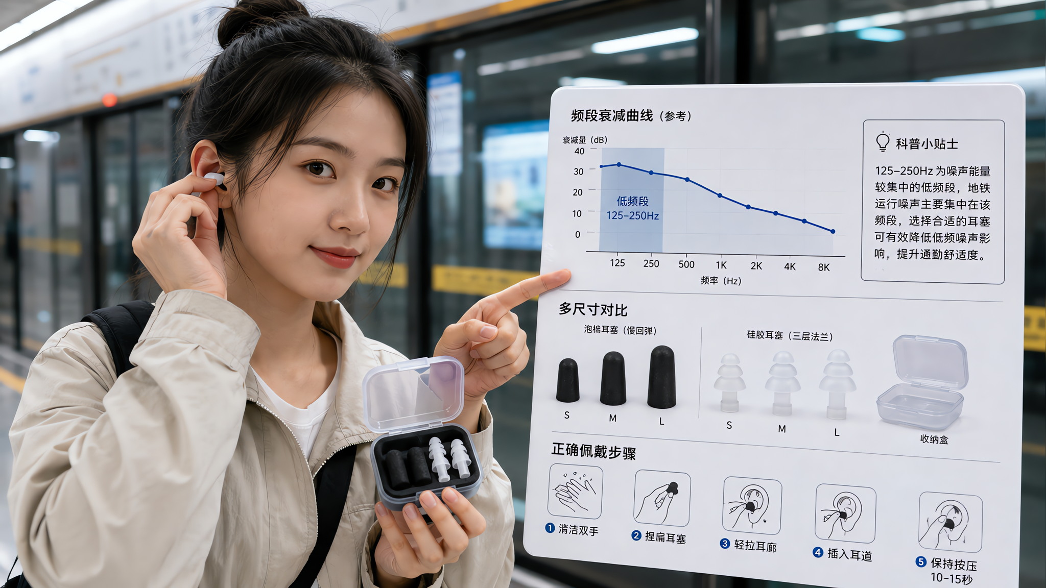 被动降噪耳塞别只看NRR：通勤地铁看低频衰减+密封