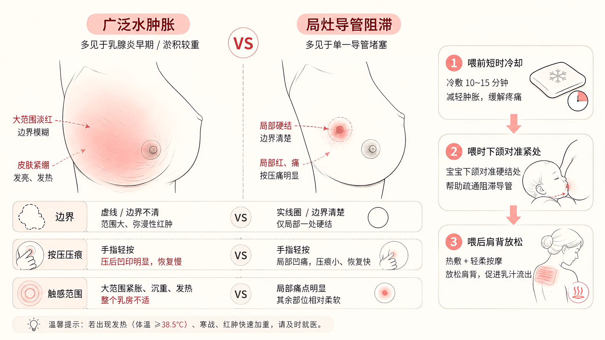 胸部硬得像石头？先分清水肿胀还是导管卡住