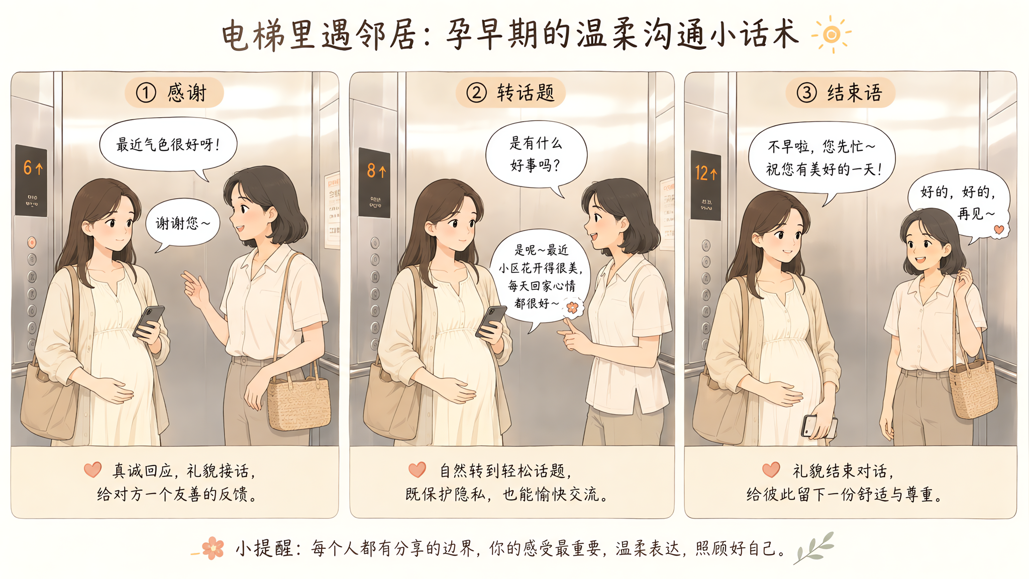 电梯里被问孕事很窒息？3句温柔退场话术