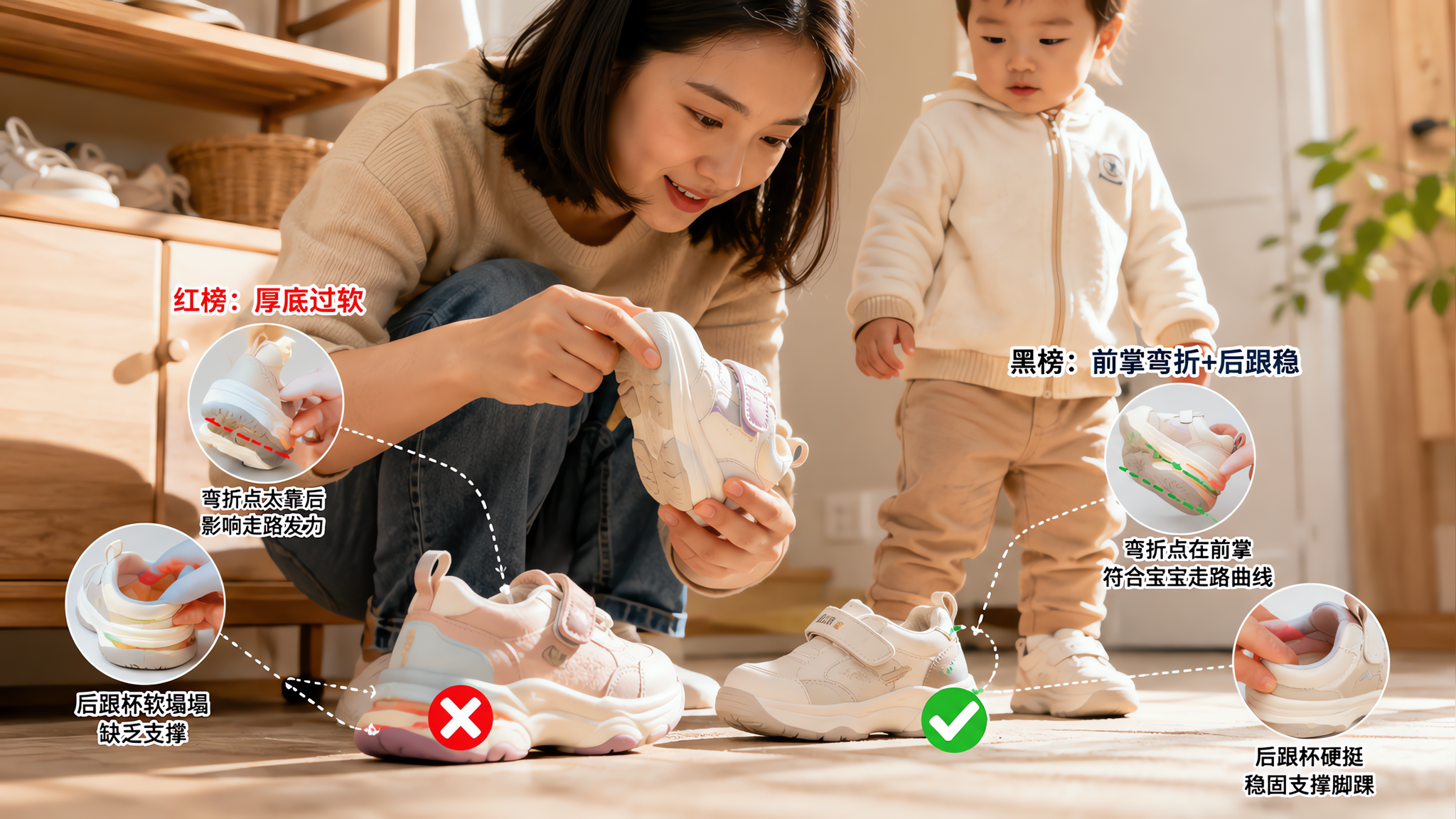 1-2岁学步鞋别凭感觉买：3看1捏+三步测试
