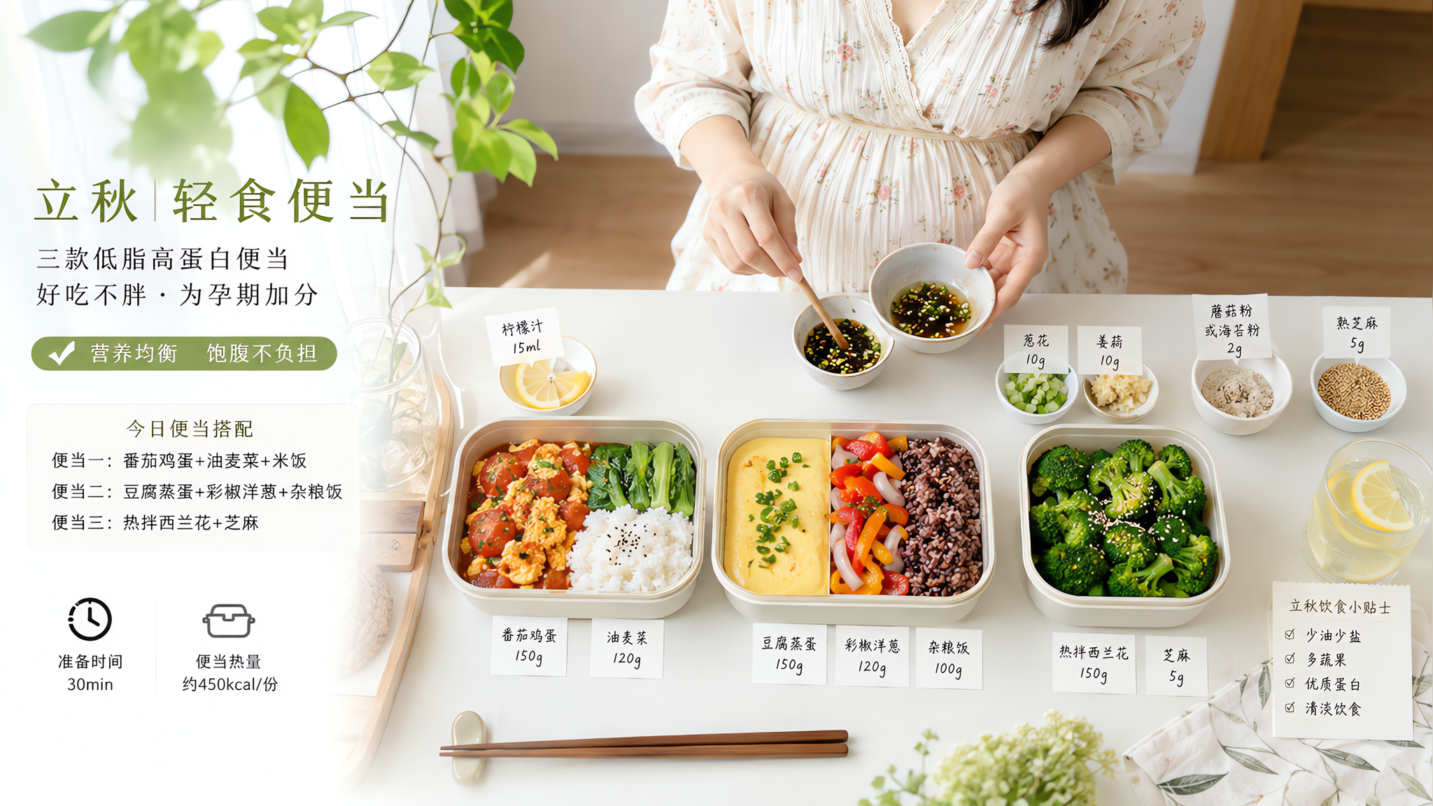 立秋后还闷热：孕妈带饭低油低钠也能有味道