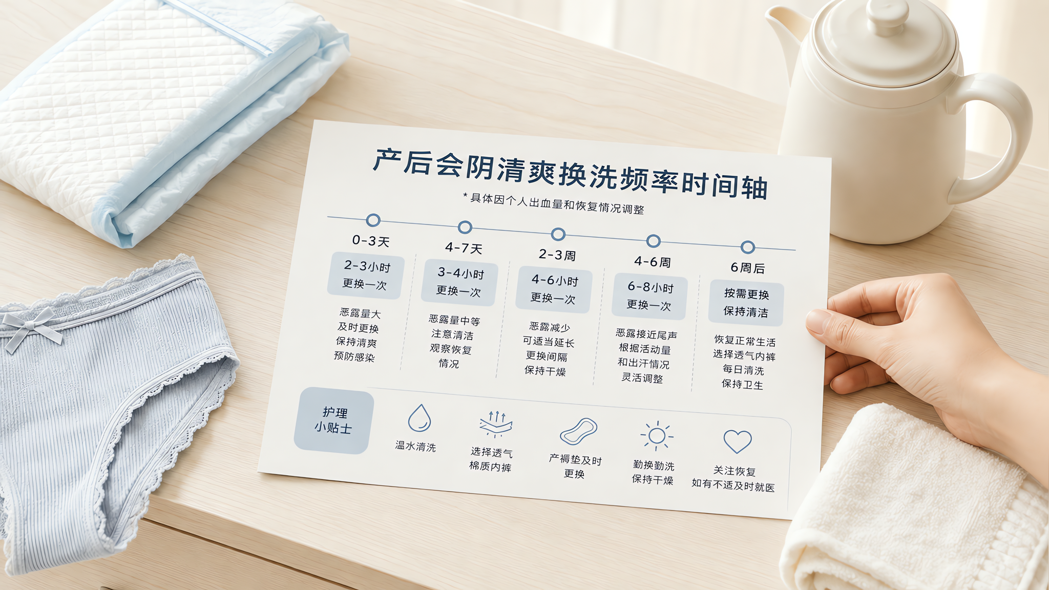产后褥汗太猛会阴又闷又痛？照这张换洗频率表做
