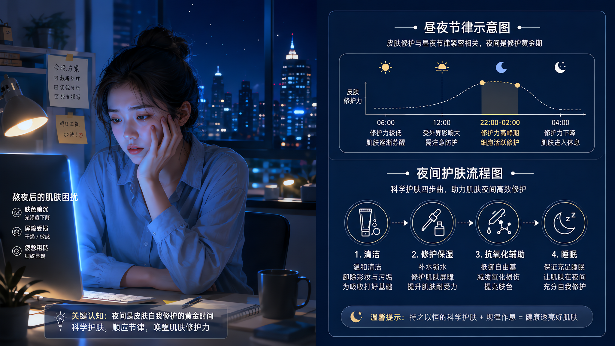 熬夜后皮肤垮得快：不是缺水，是修护节律被打乱