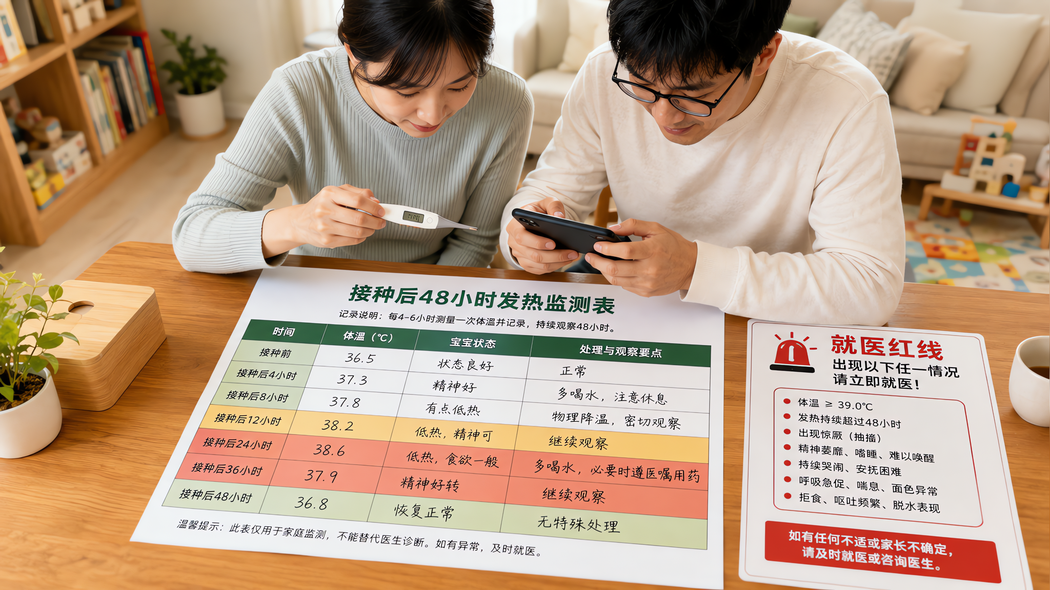 疫苗后发热怎么判断？48小时监测表直接照做
