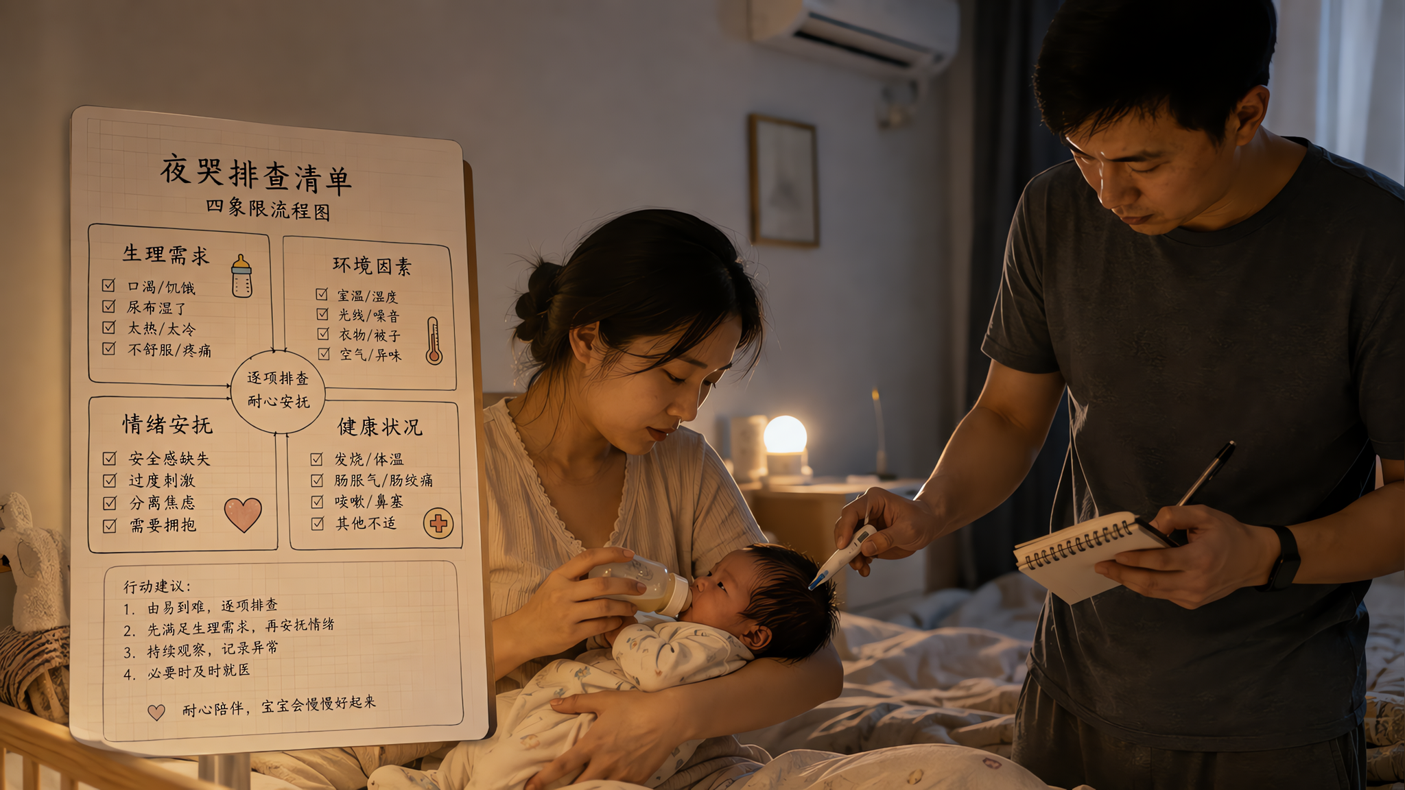 新生儿夜里哭不停？先别加衣，10步排查到就医红灯