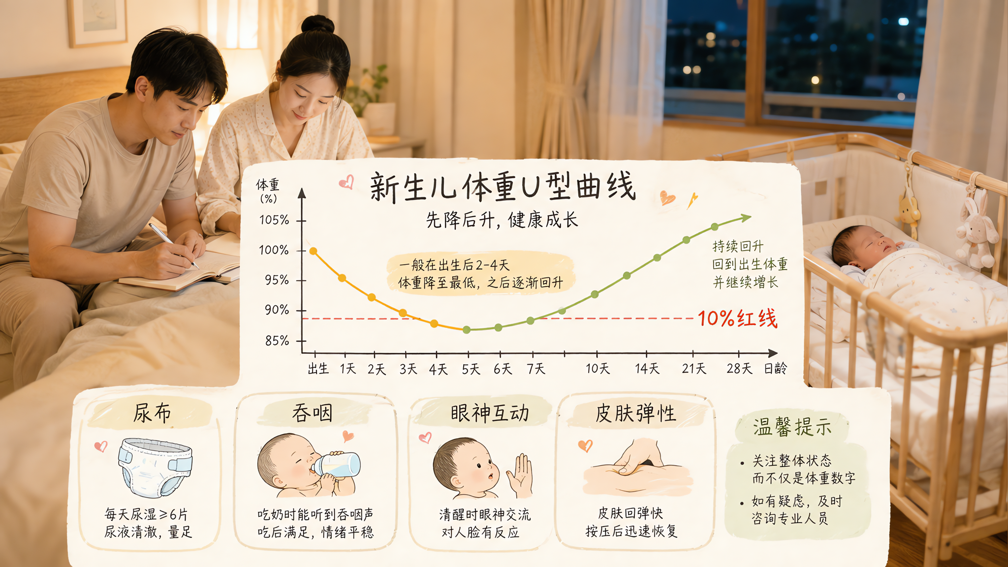 出生后体重先掉别慌：记住10%红线和4个就医信号