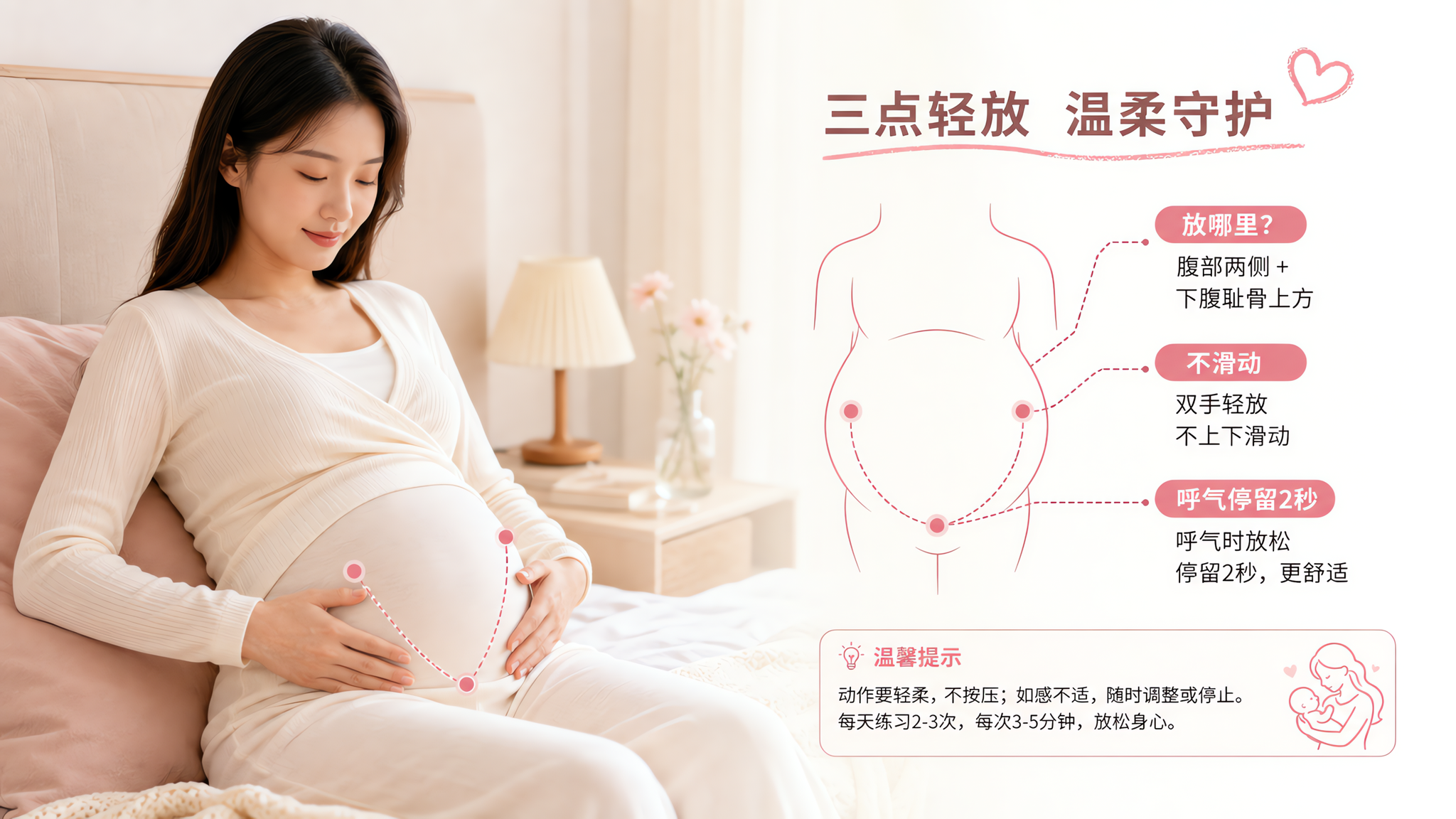 孕中晚期别再揉肚子了 2分钟轻触呼吸同步法