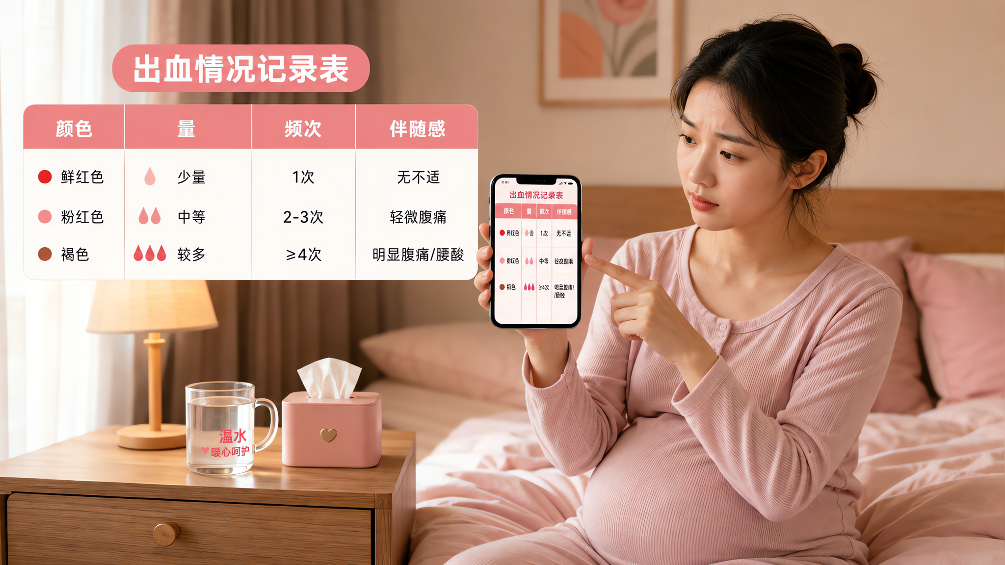 孕早期见褐色别先崩：用4格记录法判断是否要紧