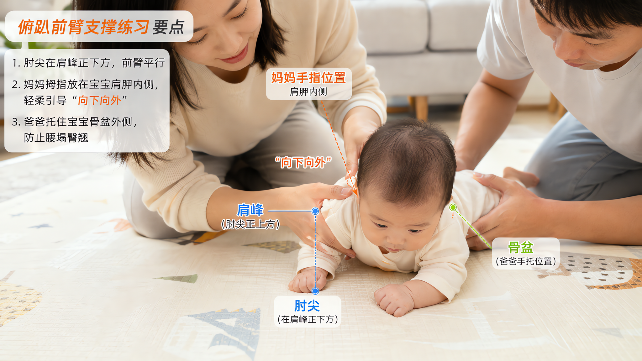 宝宝俯趴总手外八？先把肘位放对这3点
