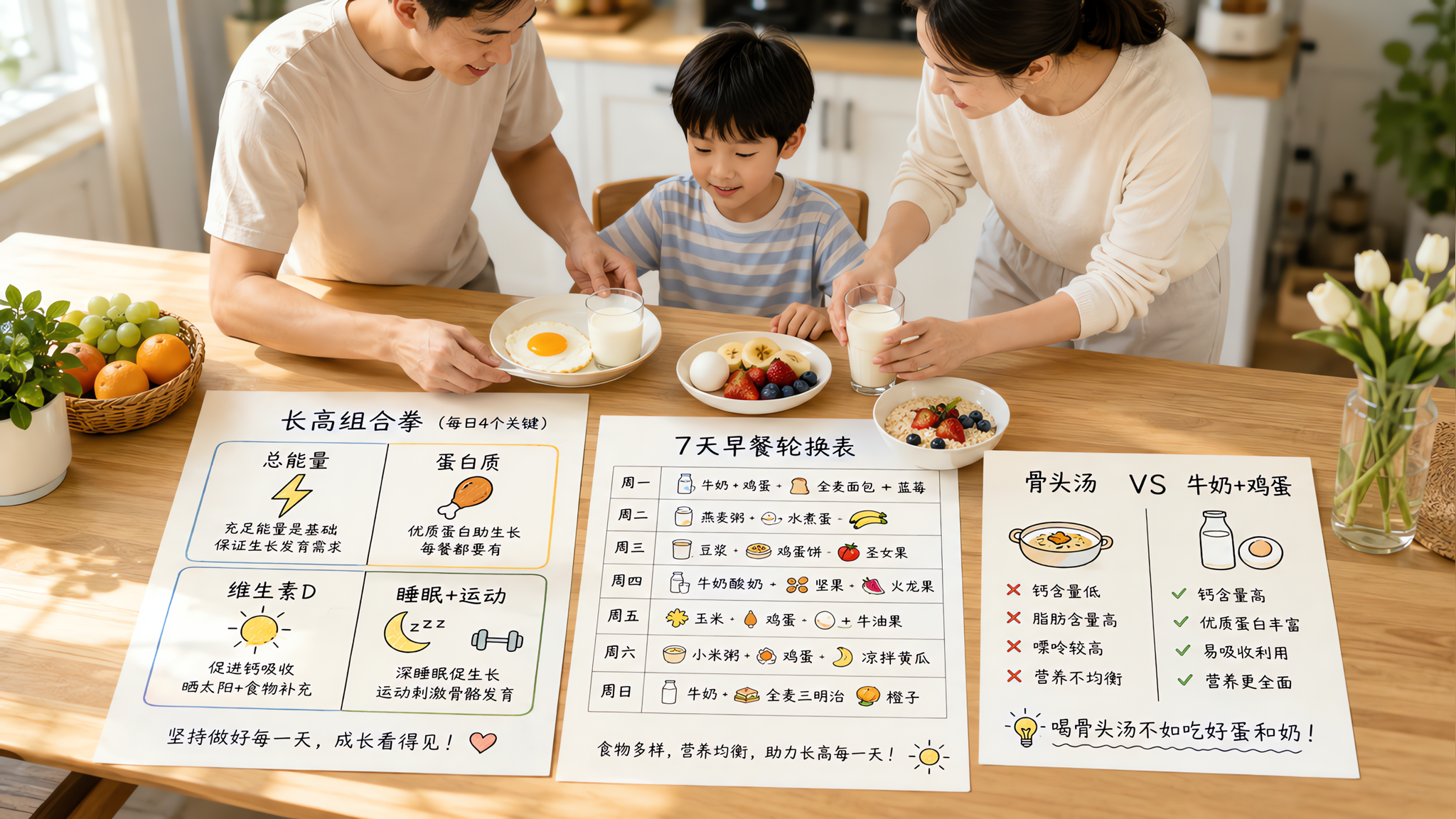 别再逼娃喝骨头汤了：长高关键是能量和蛋白