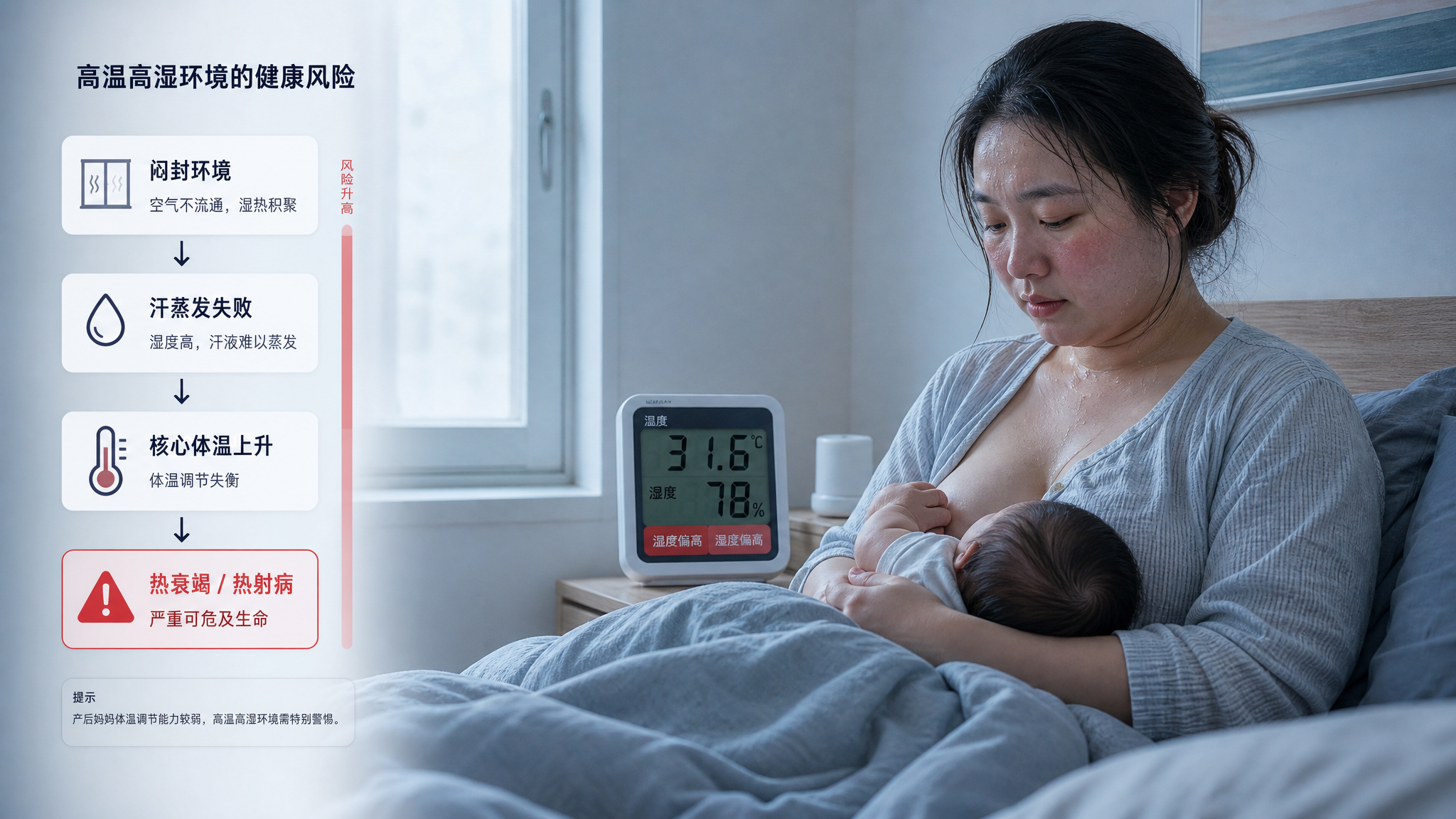 盛夏坐月子别再捂汗：热应激链条和监测阈值