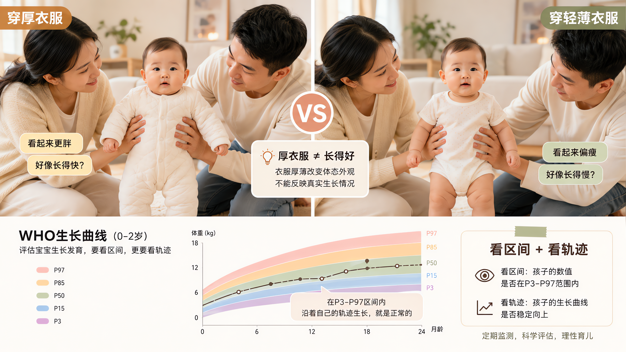 夏天宝宝看着瘦了别急：先看WHO区间和生长轨迹