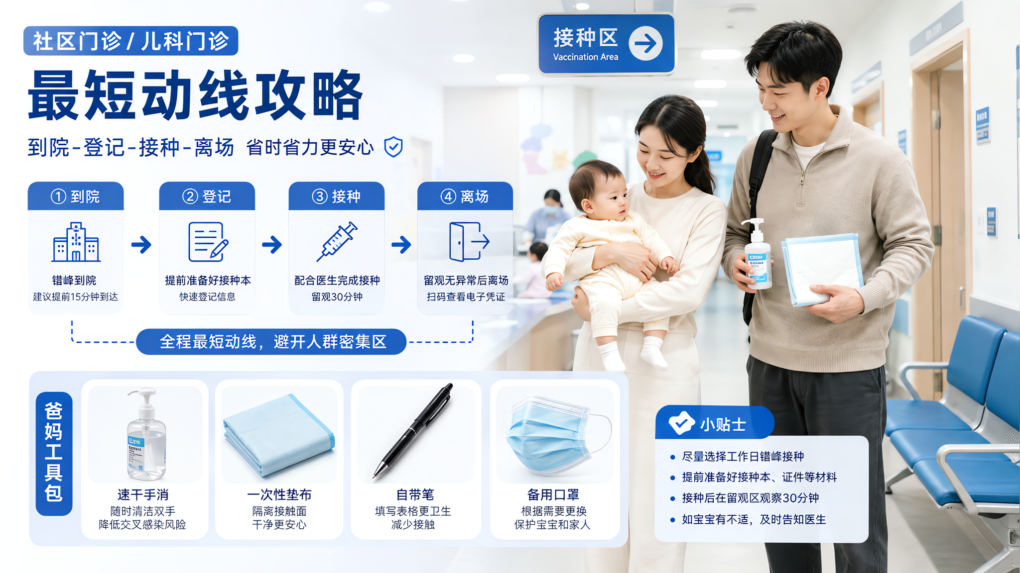 带小月龄宝宝挤门诊：45分钟内完成接种的降暴露方案