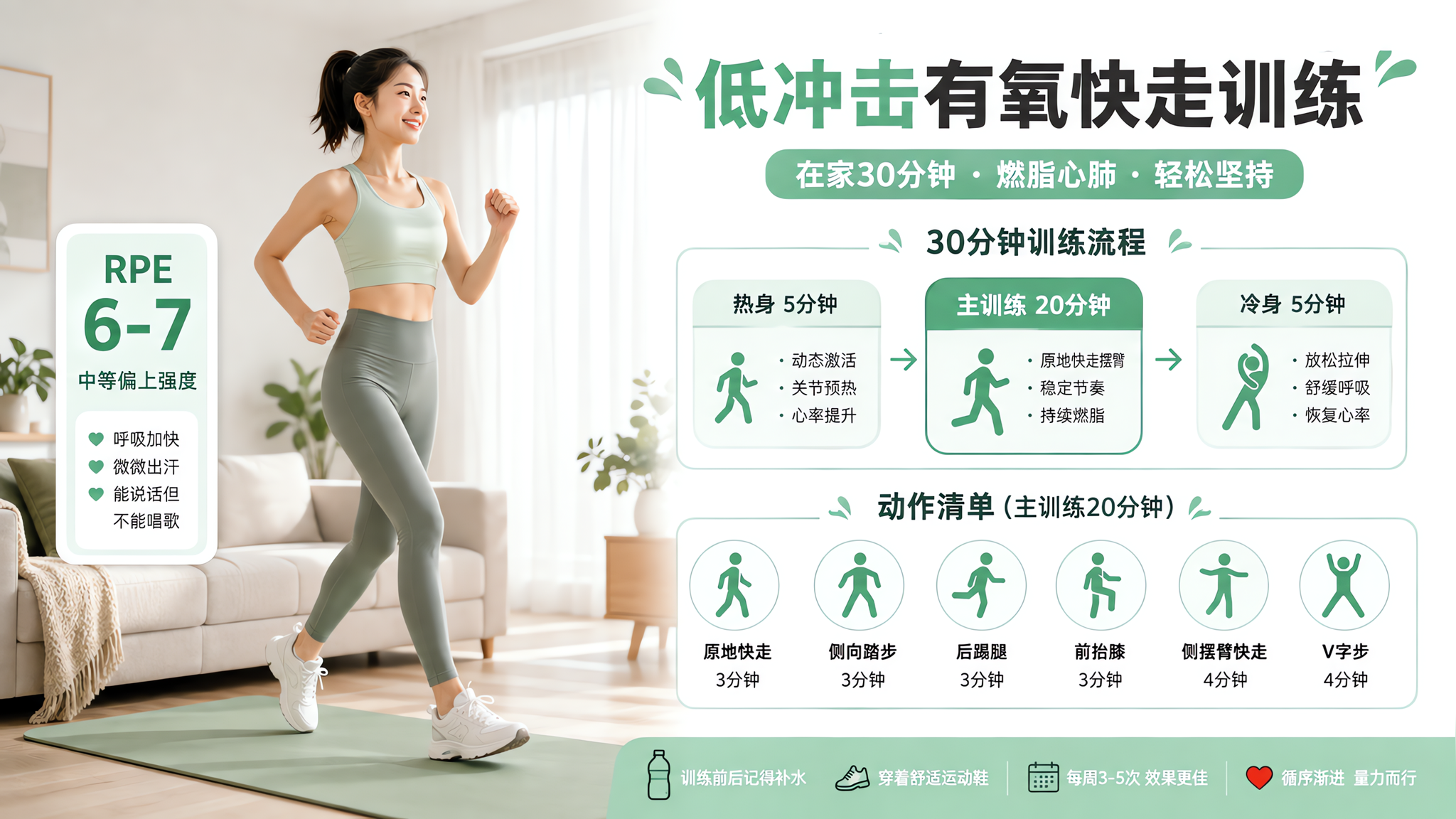 膝盖不舒服还想瘦：30分钟低冲击燃脂（RPE6-7）