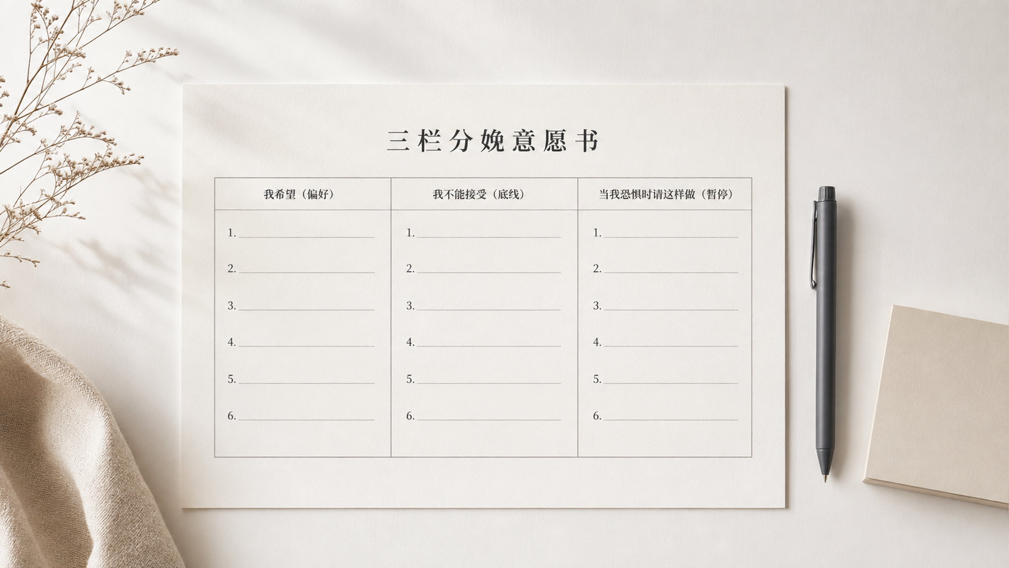 分娩意愿书怎么写才有用？3栏写清偏好、底线和暂停