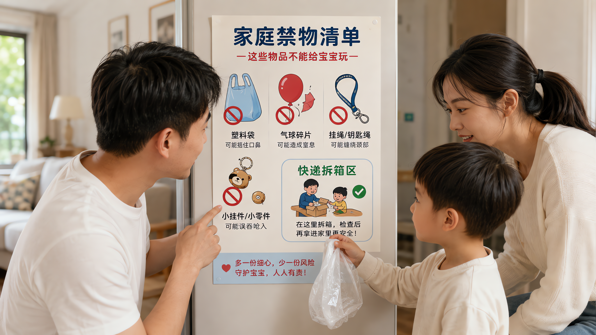 家里这3样别给3-6岁碰：塑料袋、绳子、小挂件