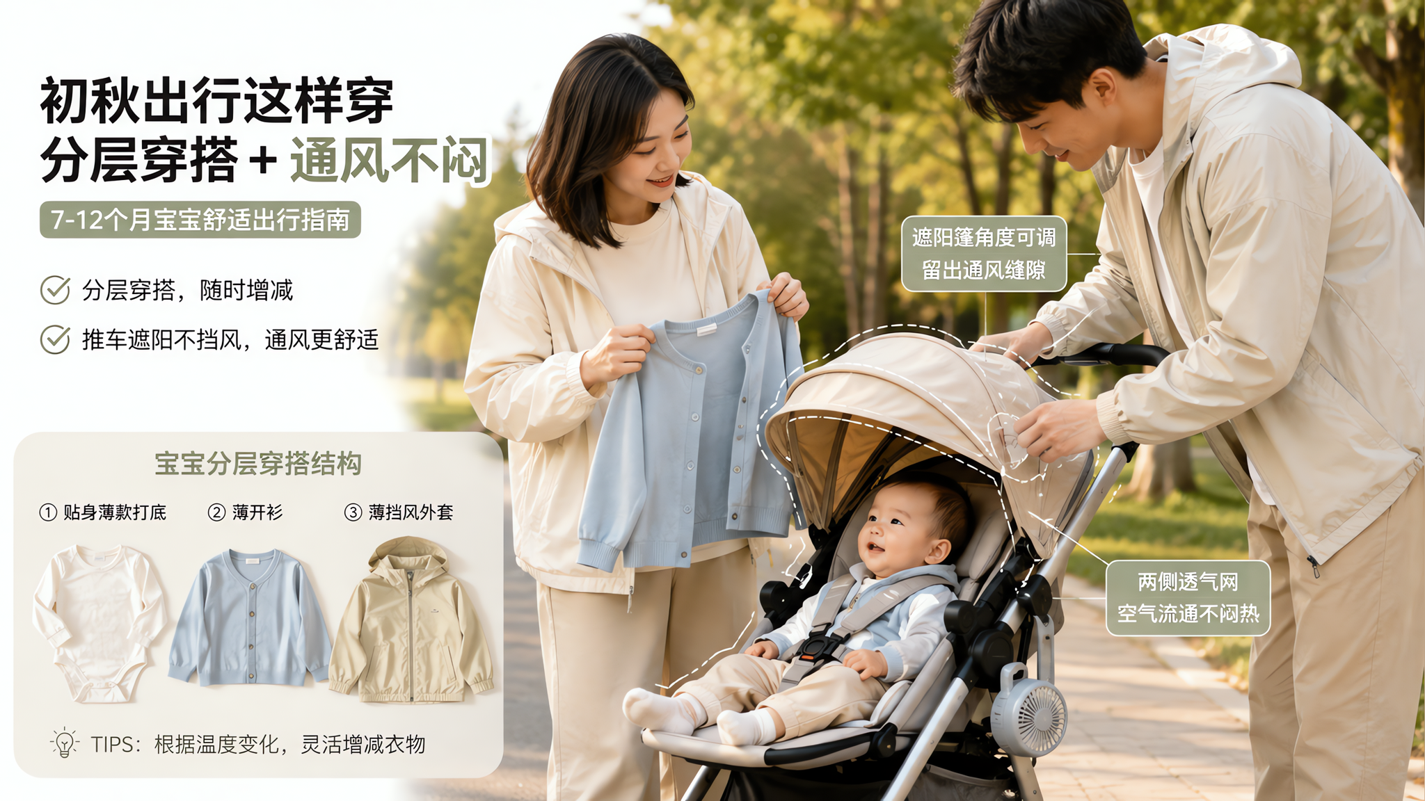 9月遛娃别纠结穿几件：可拆分层+推车微环境公式