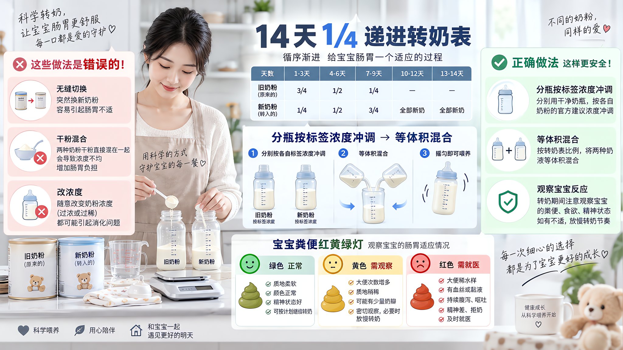 转奶别“无缝” 14天1/4递进表抄作业