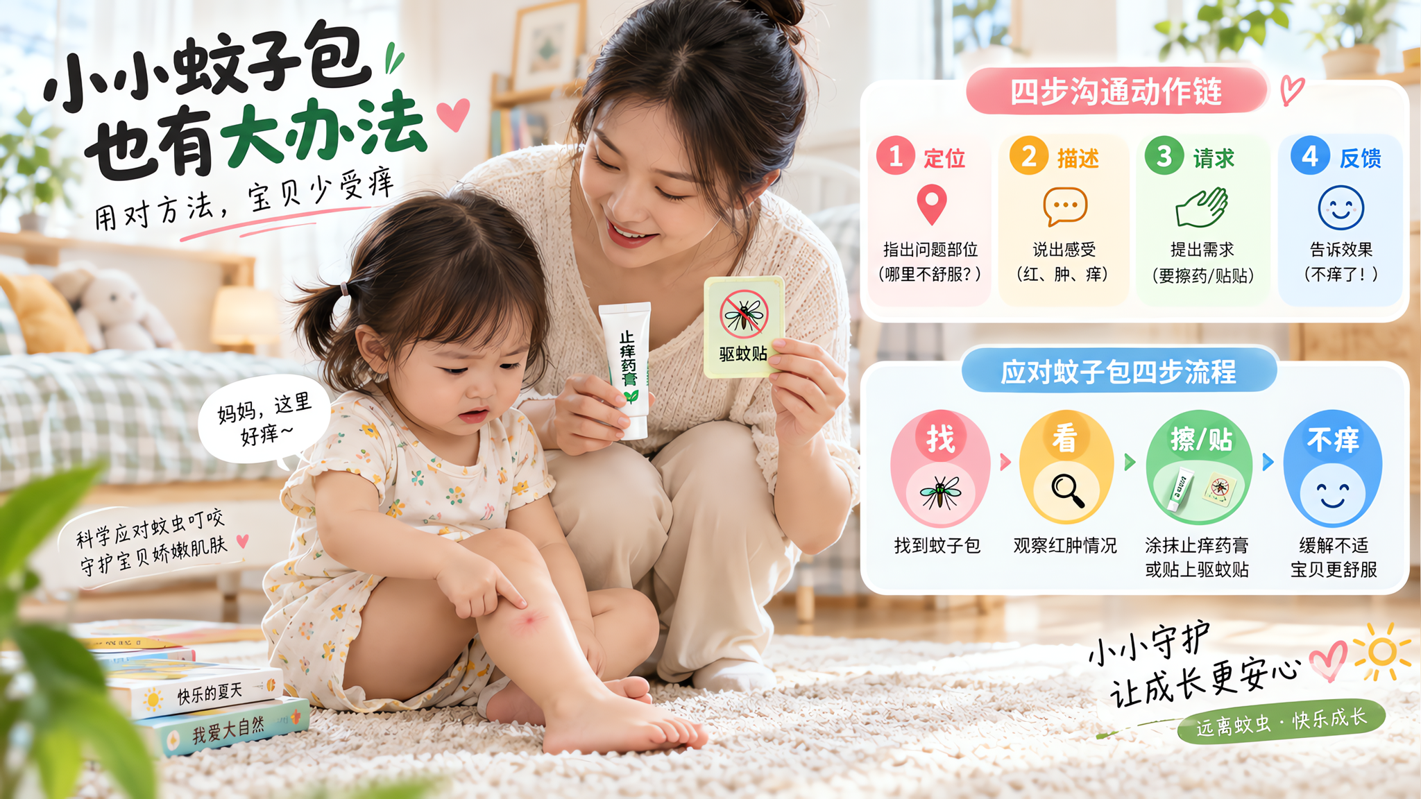 被蚊子咬别只说“别抓”：4步动作链教娃说清痒和需求