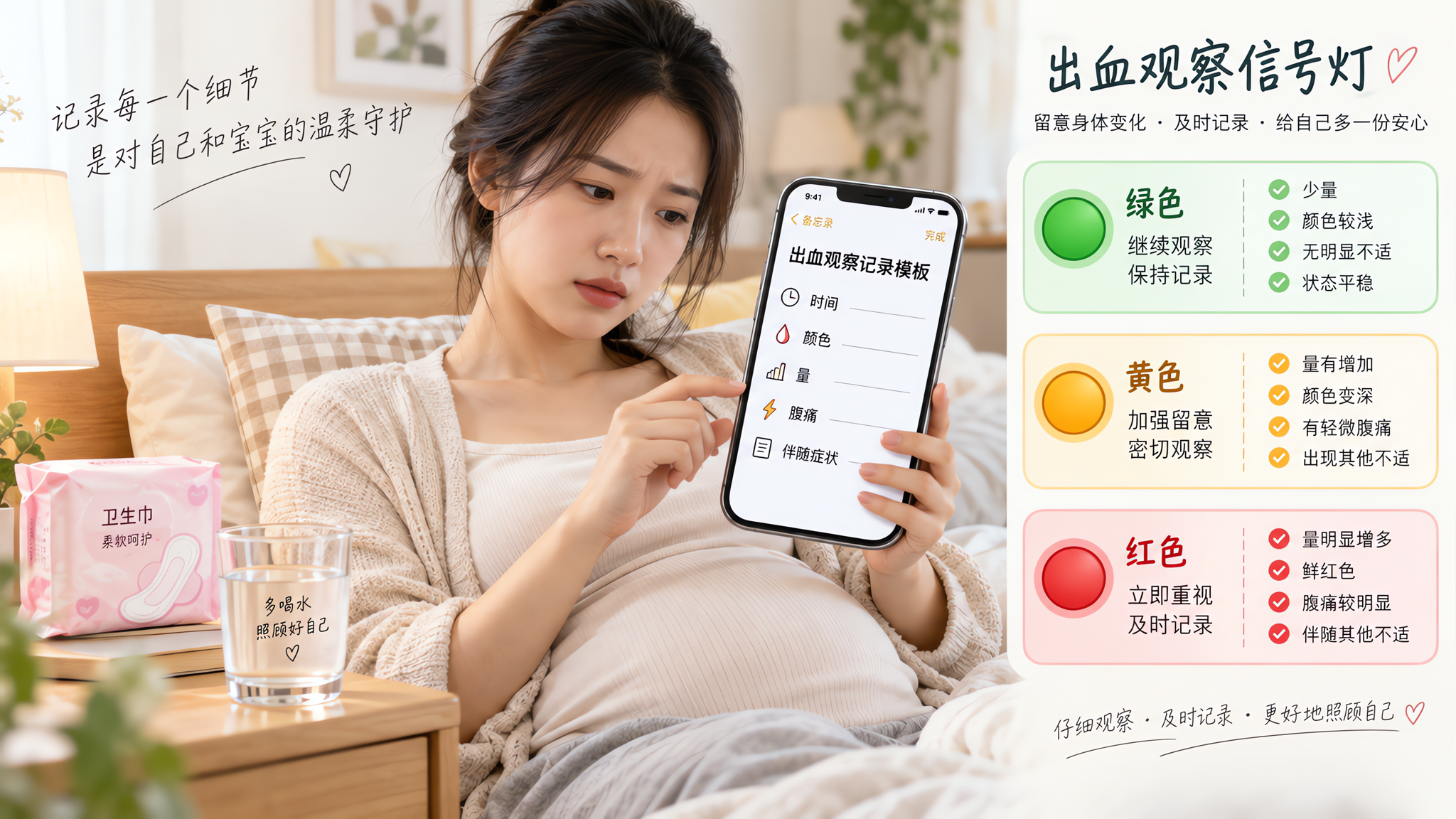 早孕见褐色别慌：3步记录法+就医红线