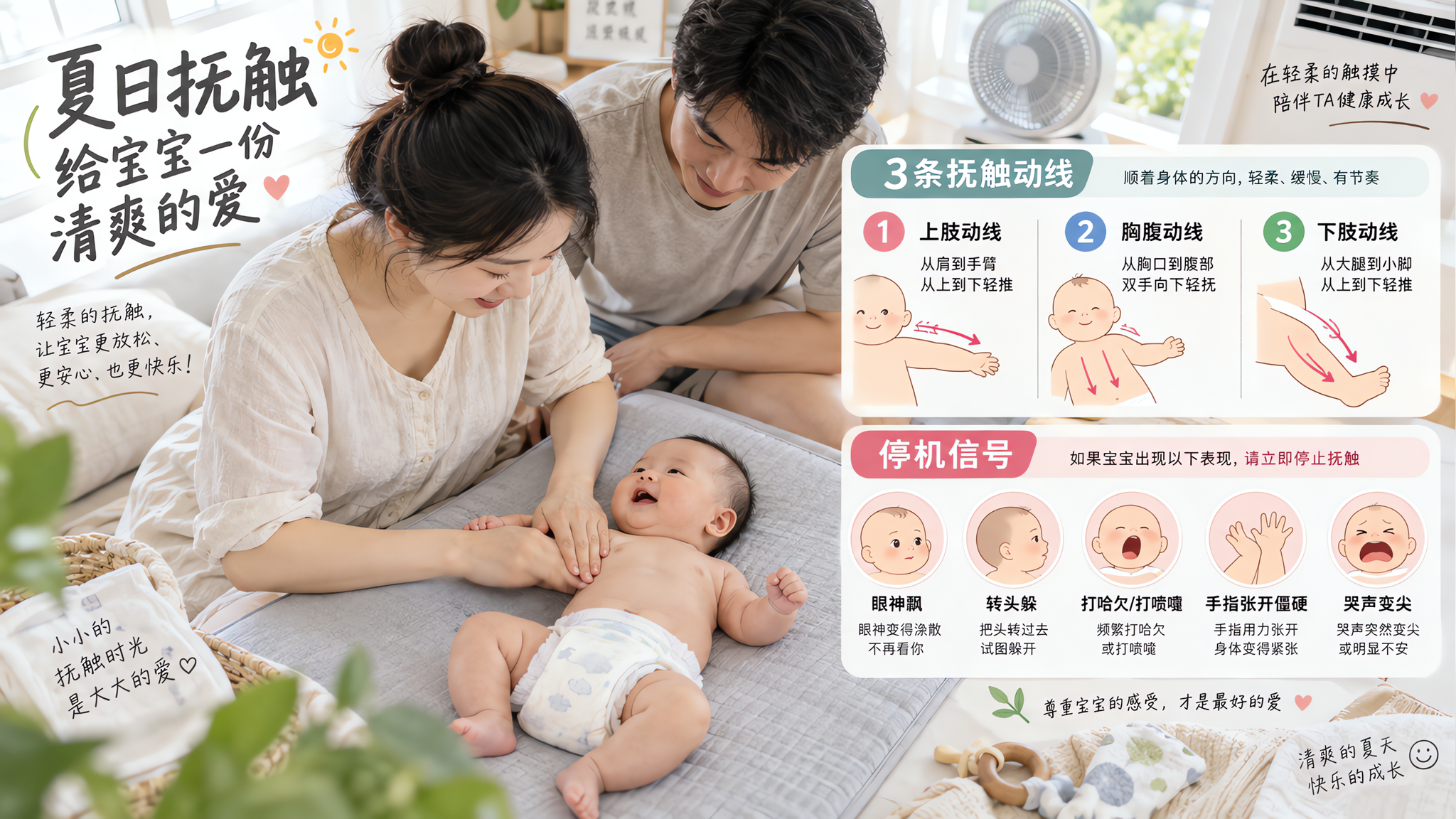 夏天别乱报抚触课：3条清爽动线+停机信号