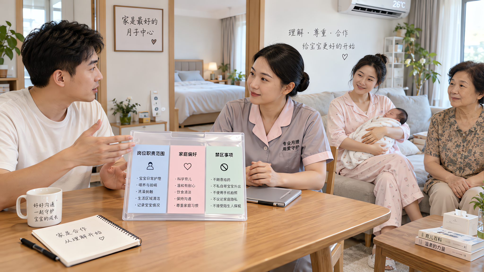 月嫂入户第一天别硬刚：半页三件套把边界立住