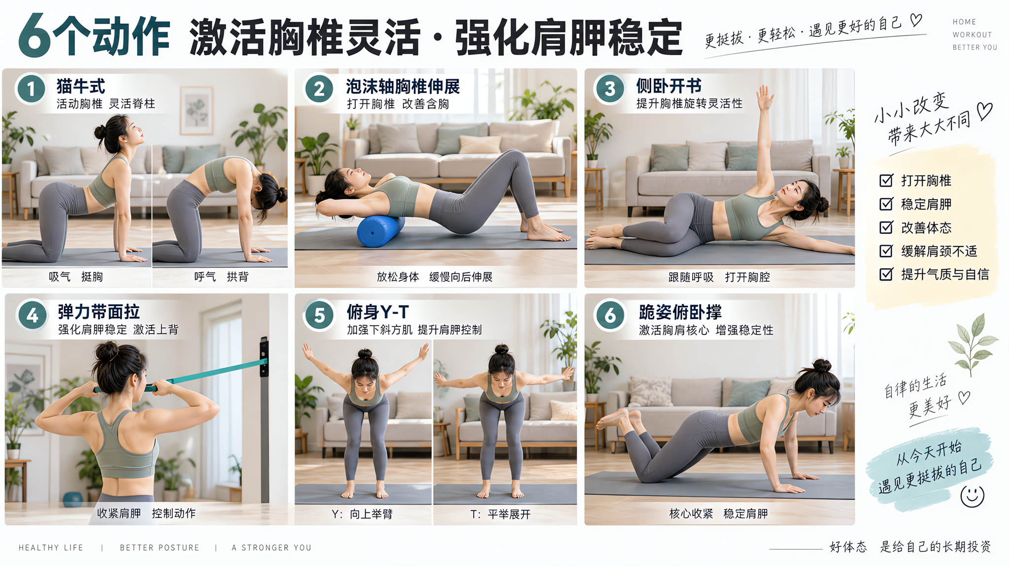 肩颈怎么练都不利落？先让胸廓会动再谈肩线条