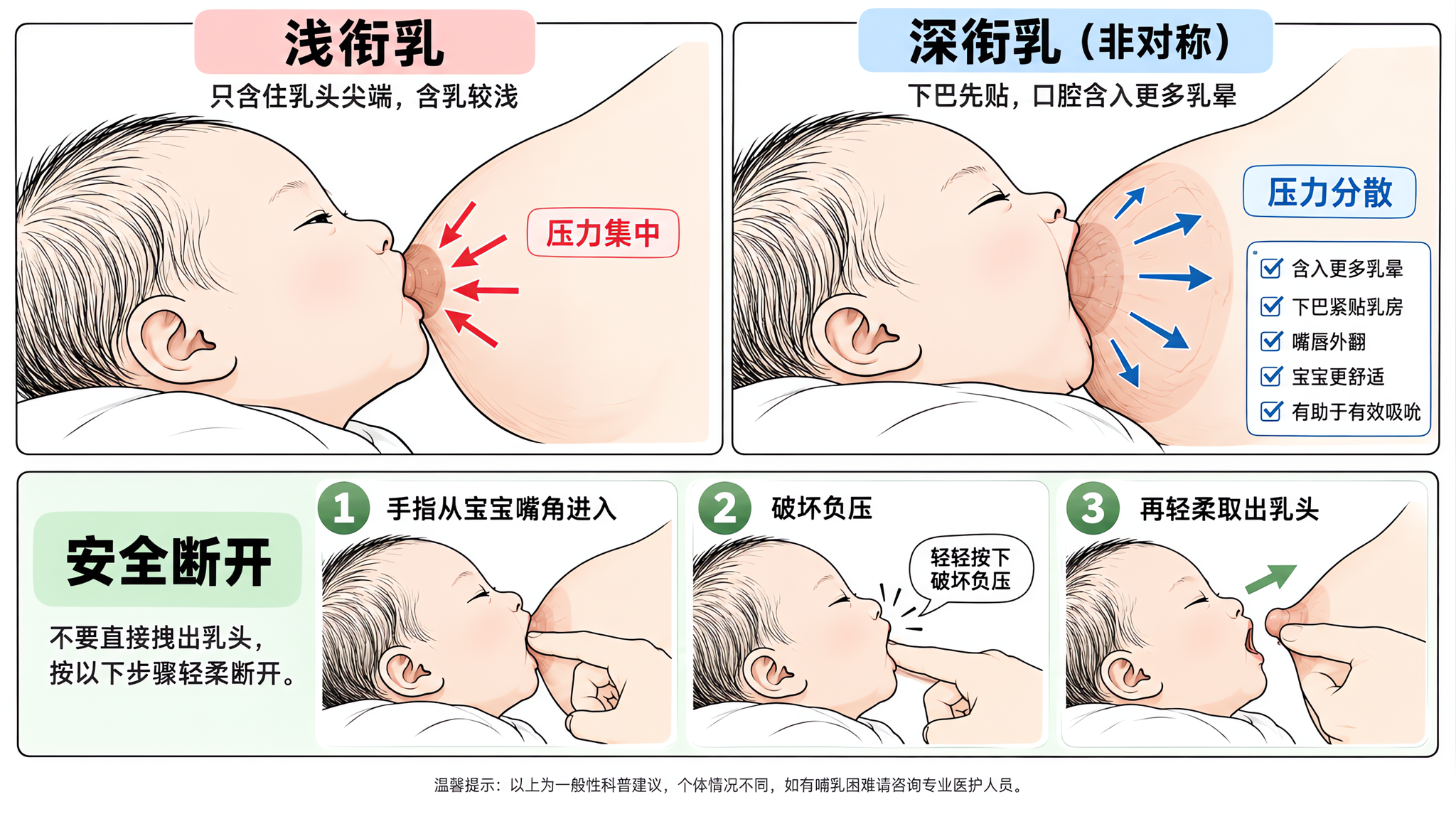 夜奶刀割痛？多半是浅衔乳：深衔+安全断开这样做