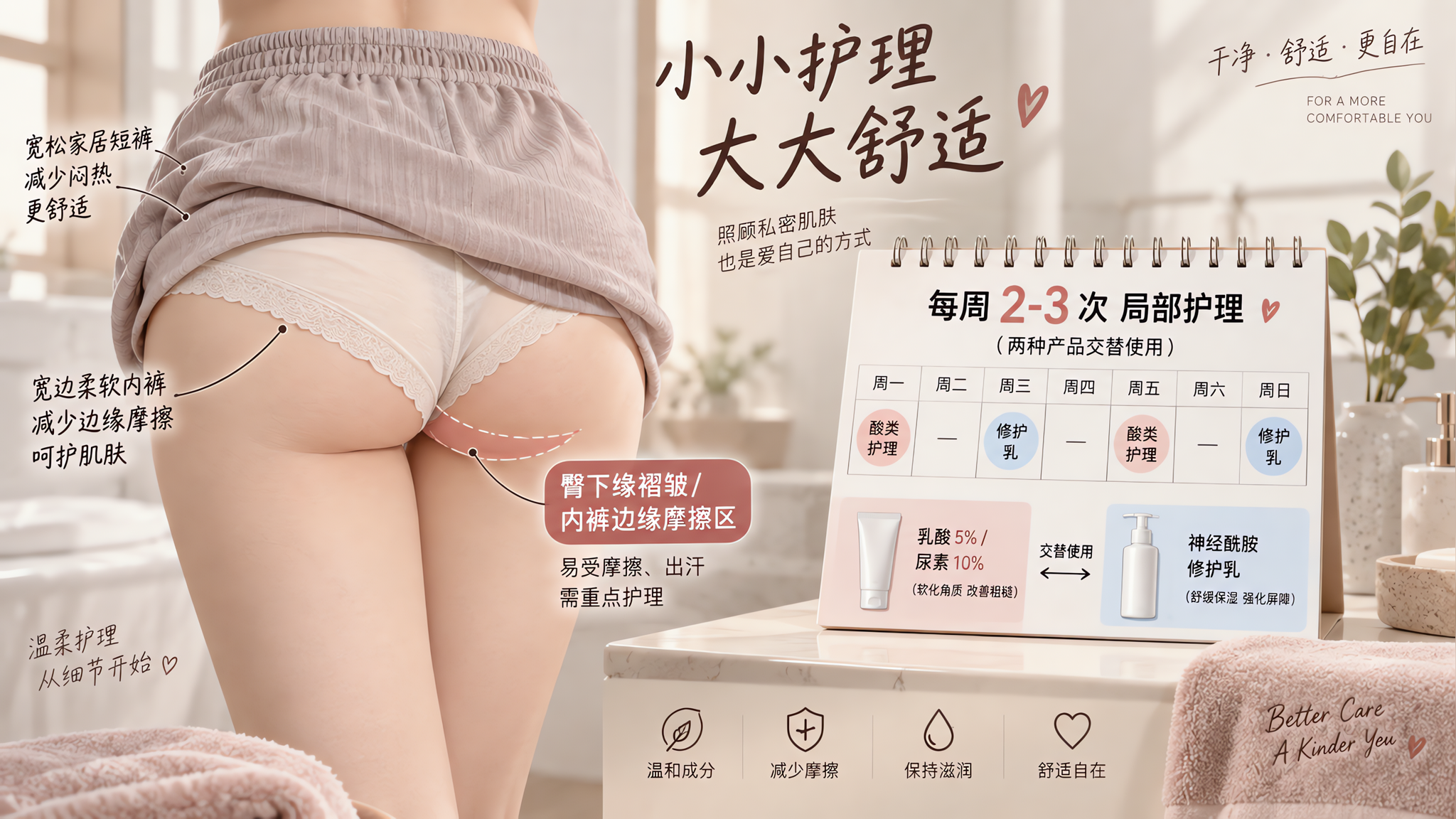 坐久了臀下缘粗糙闷痒？先停手别磨砂
