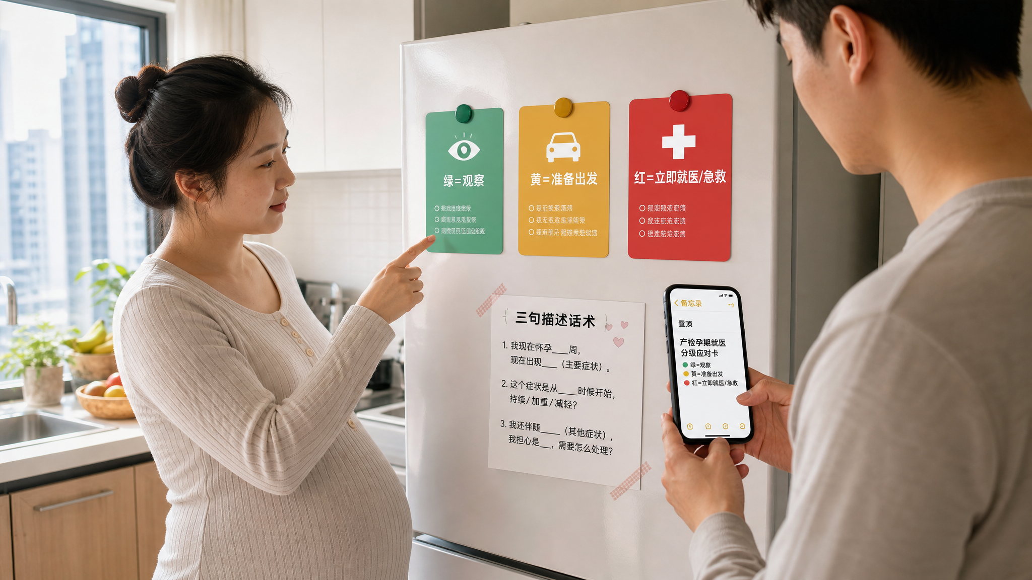 预产期前4周：红黄绿触发卡统一全家“出发标准”