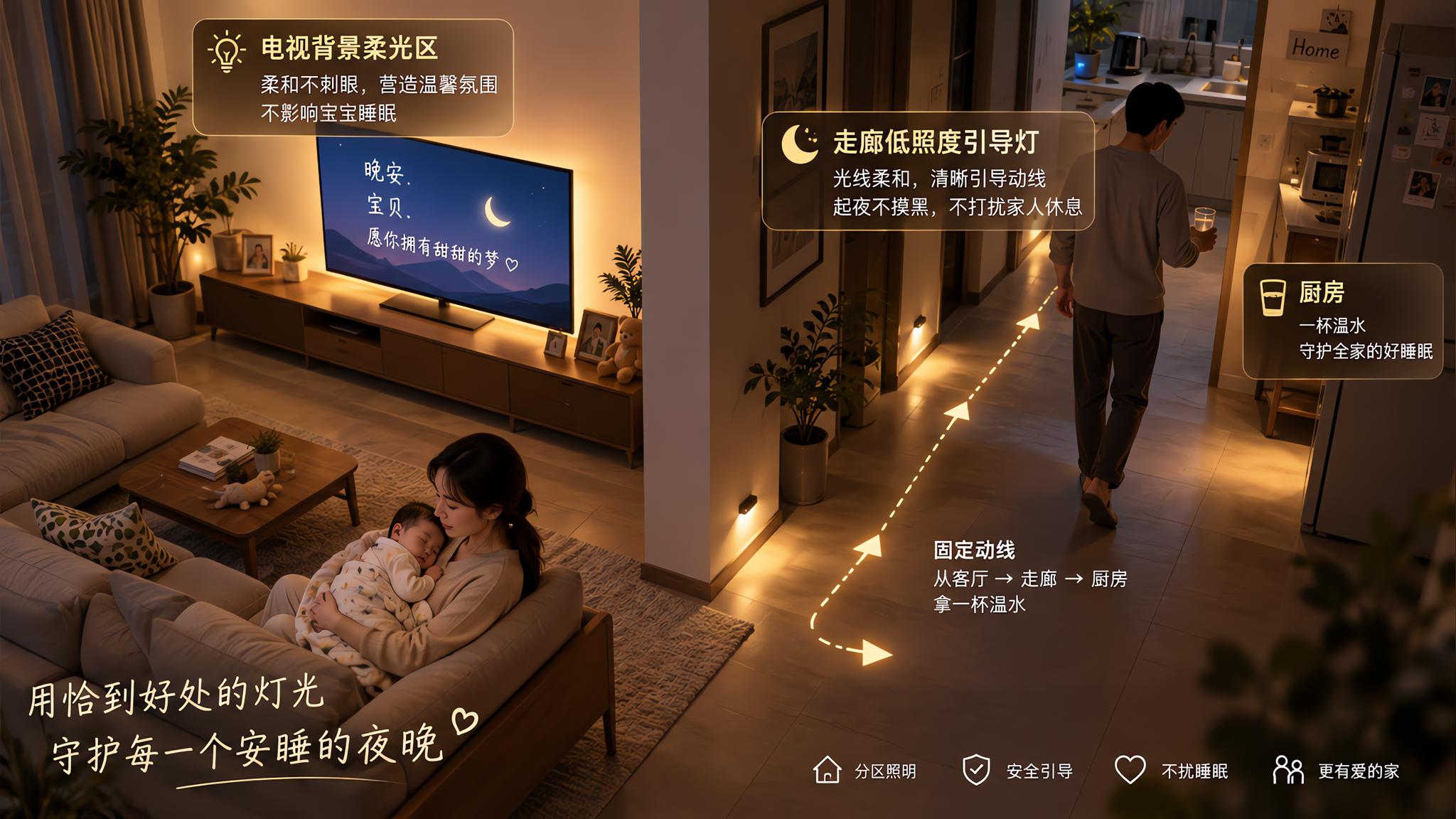 宝宝一追剧就醒？先改两处灯再定夜间动线