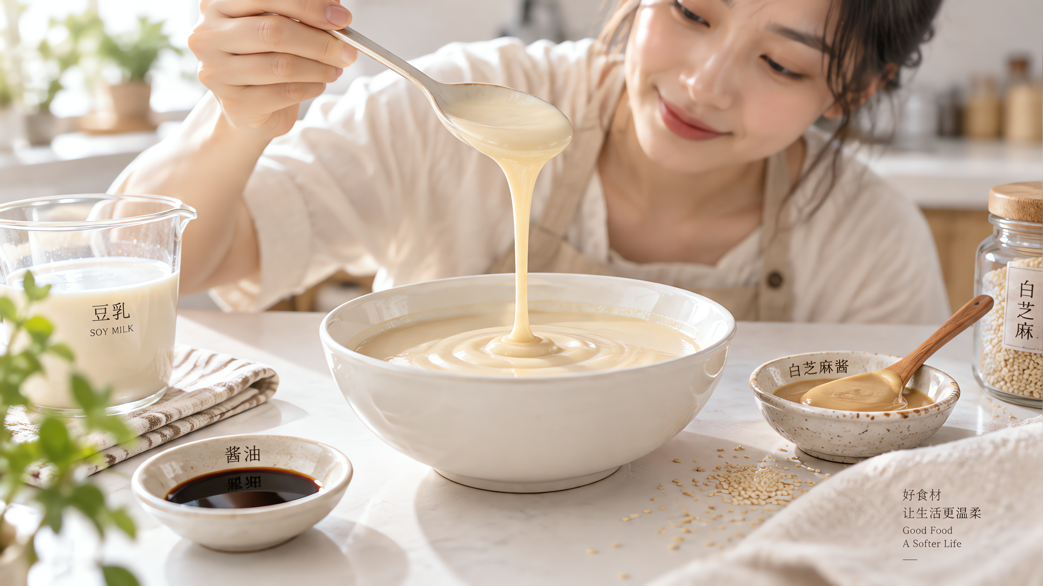 不用半熟蛋也能有流心感：30秒做咸口豆乳酱