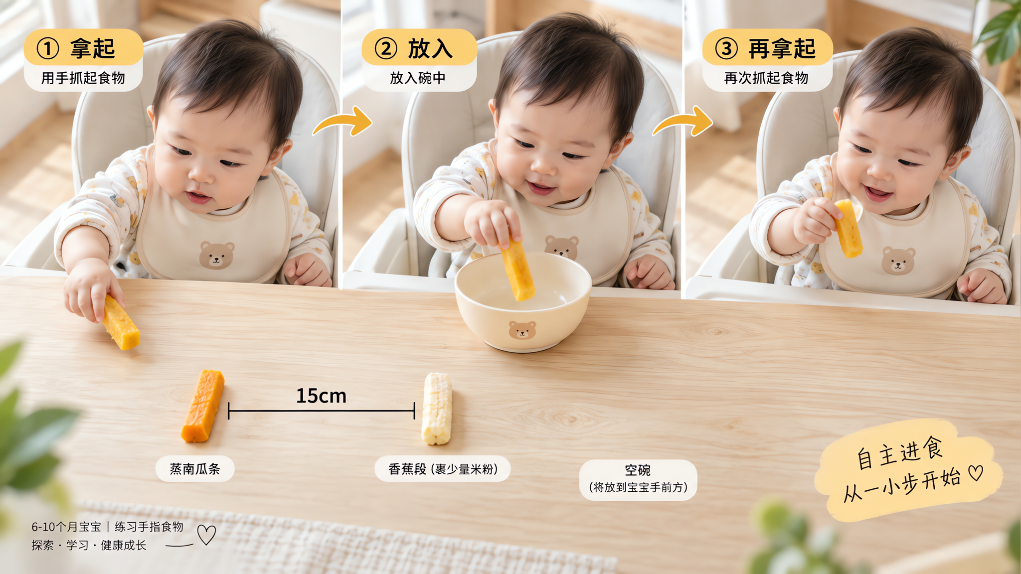 6-10个月辅食别急着喂 回合制3步练手眼协调