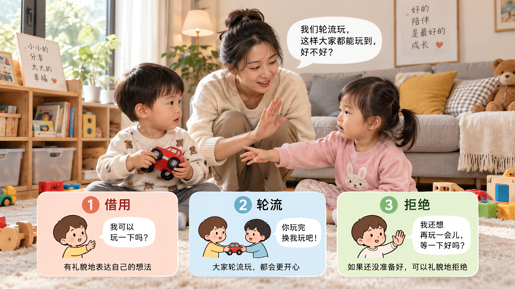 亲戚娃来家里抢玩具：3句轮流话术立刻止战