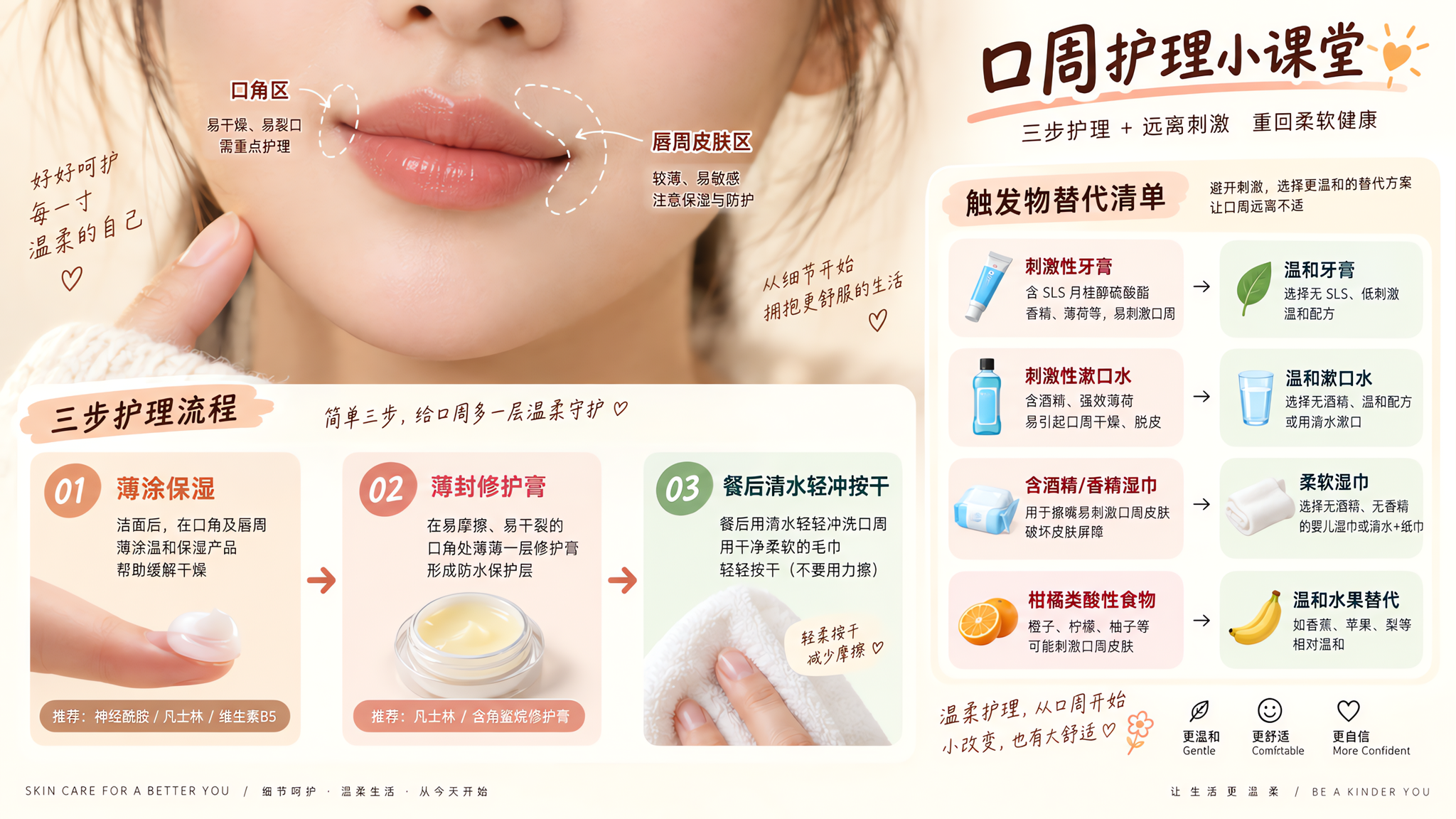口周越舔越干的真相：3步补屏障+触发物替代清单