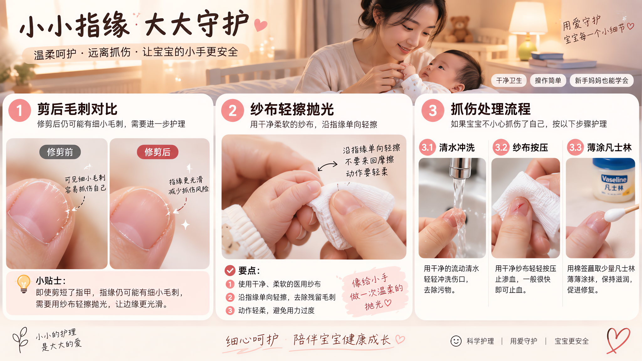 宝宝剪完指甲还抓脸？关键在剪后抛光和抓伤急救