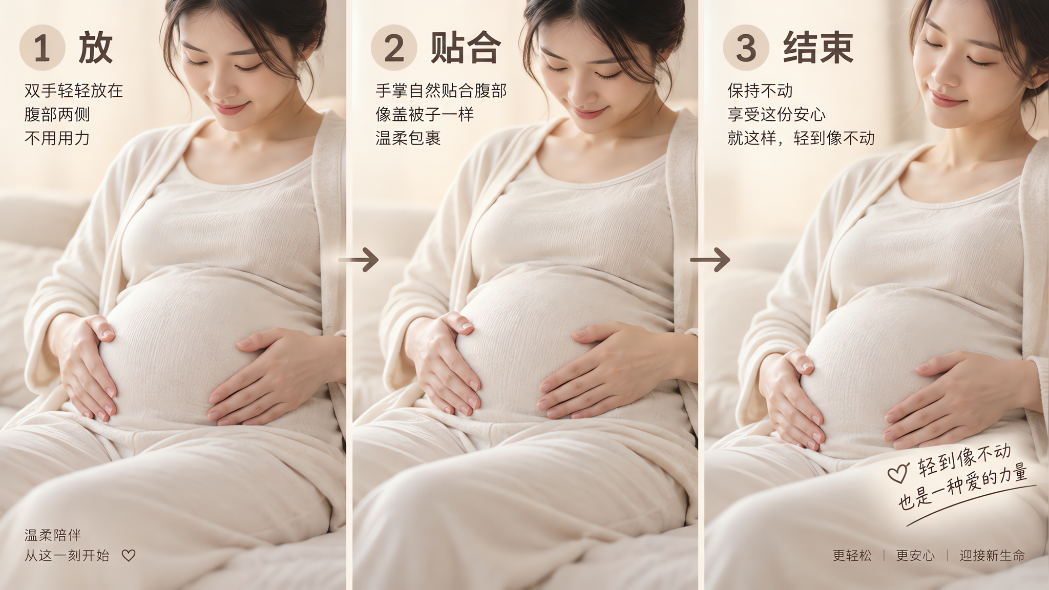 孕中晚期别再绕圈揉肚子了 2分钟轻触呼吸法更稳