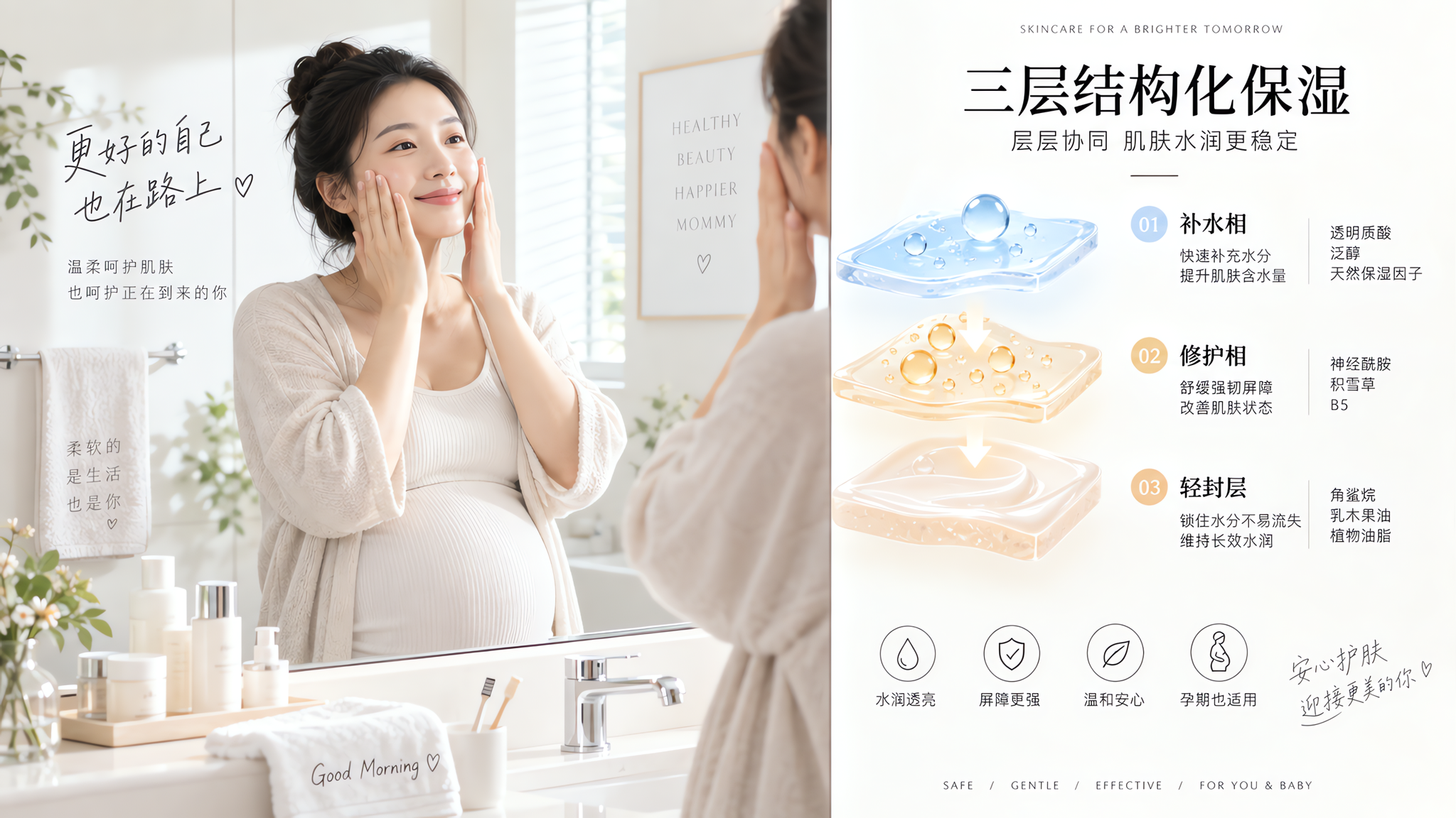 孕期睡不好脸就垮？晨间3层保湿10分钟救回来