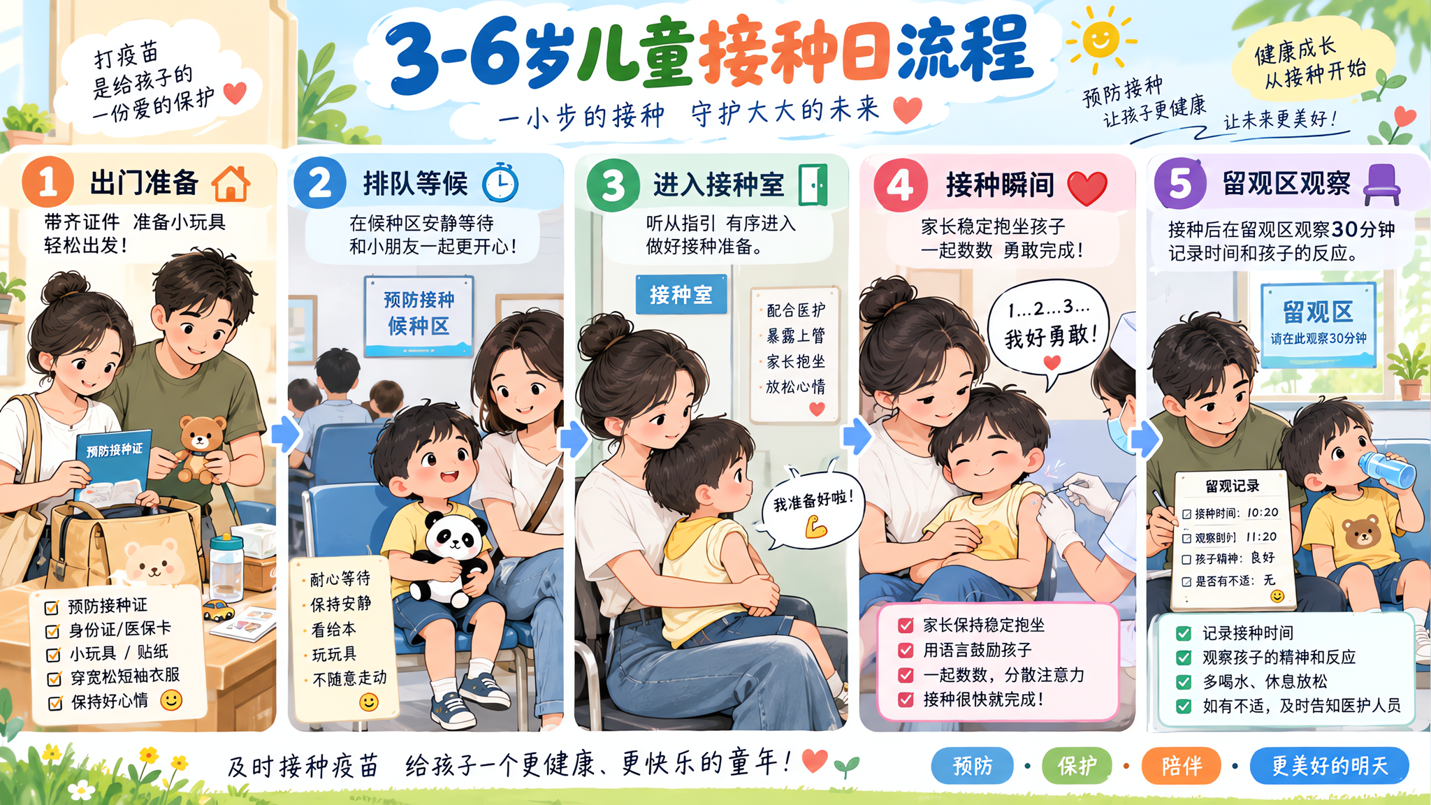 3-6岁打针不再“按住打”：接种前后5分钟流程表