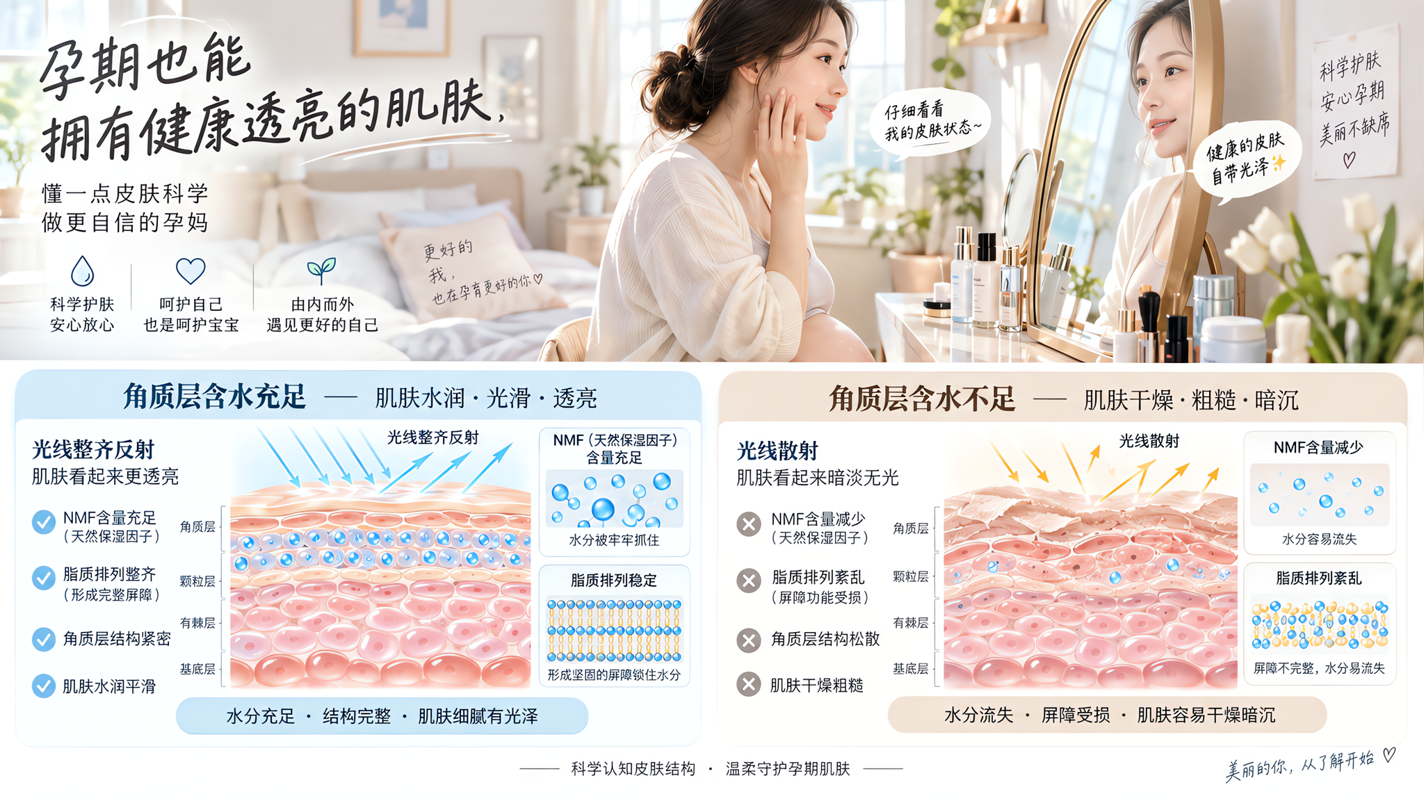 孕期脸变“砂纸感”？别急着刷酸，先把保湿补到位