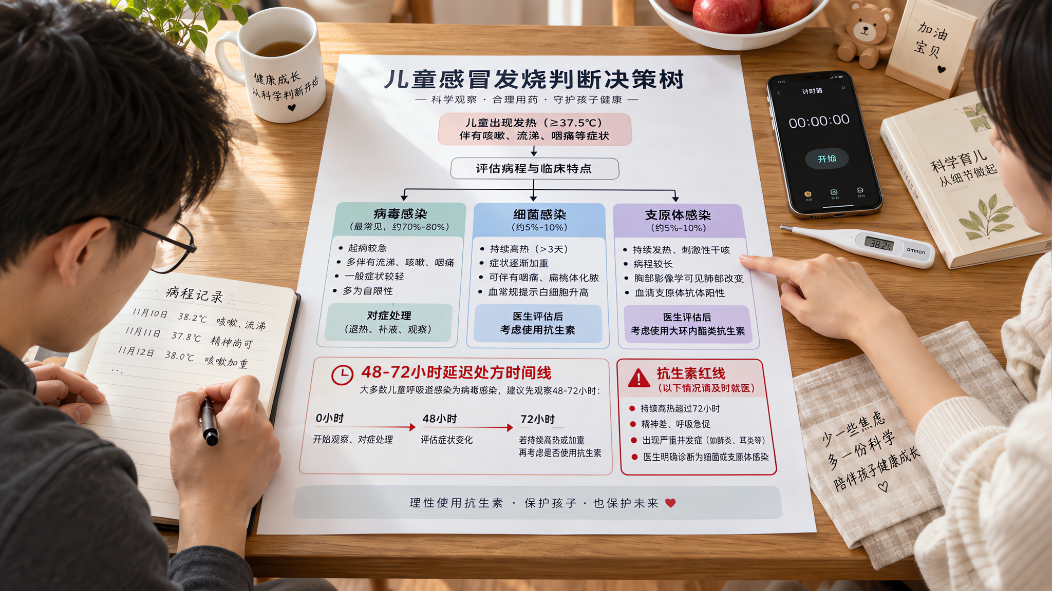 孩子发烧别急着上消炎药：3步判断要不要抗生素