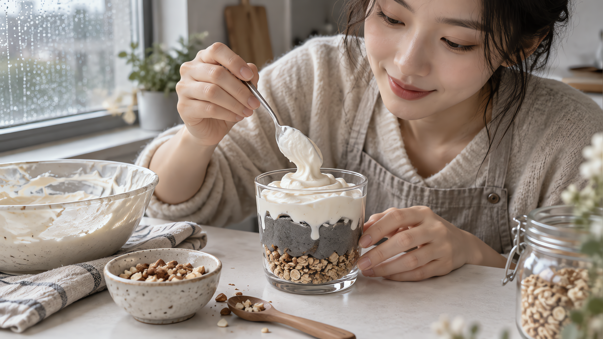 闷热天想吃甜又怕腻？做这杯空气感三层甜点