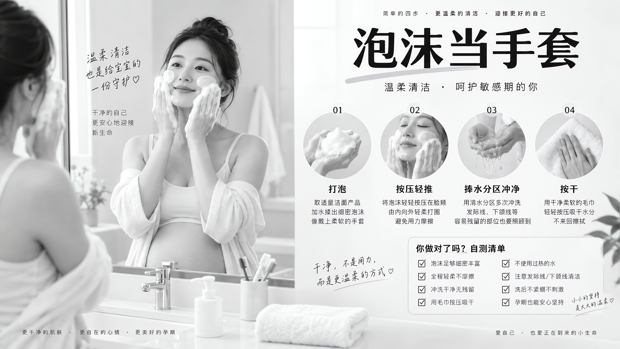 孕期洗脸别追求“更干净”：用泡沫当手套，紧绷刺痛少一半