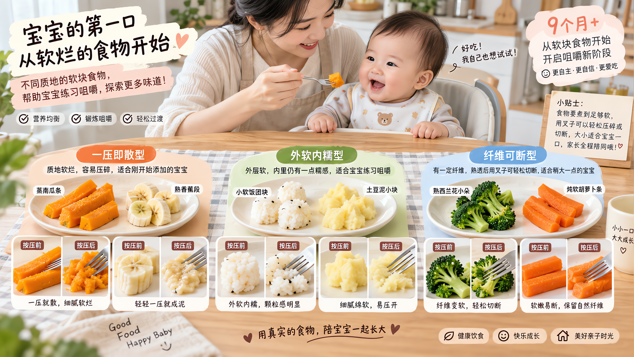 9个月含着不咽别硬催 先用3种软块练推进