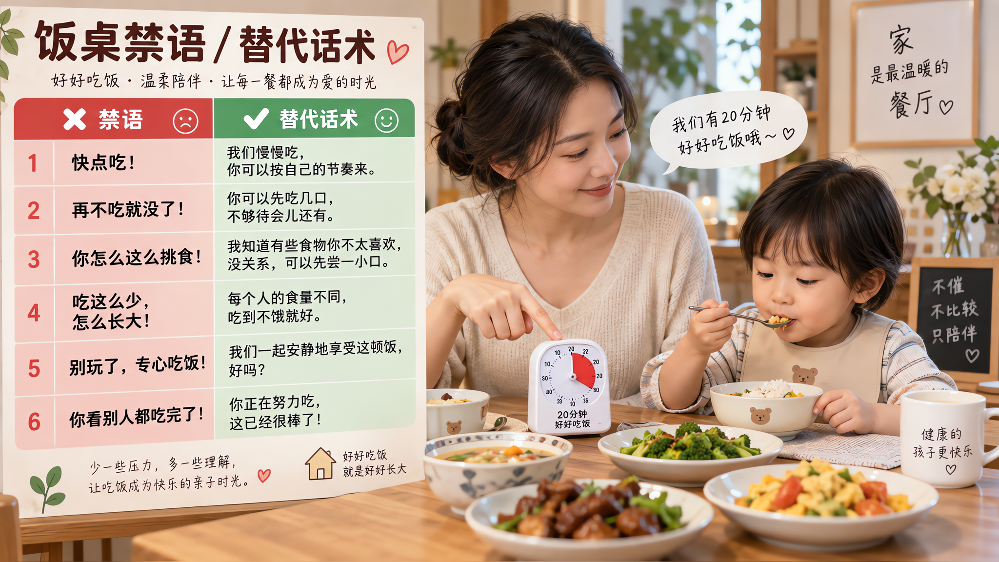 孩子越催越不吃？试试这3句餐桌脚本