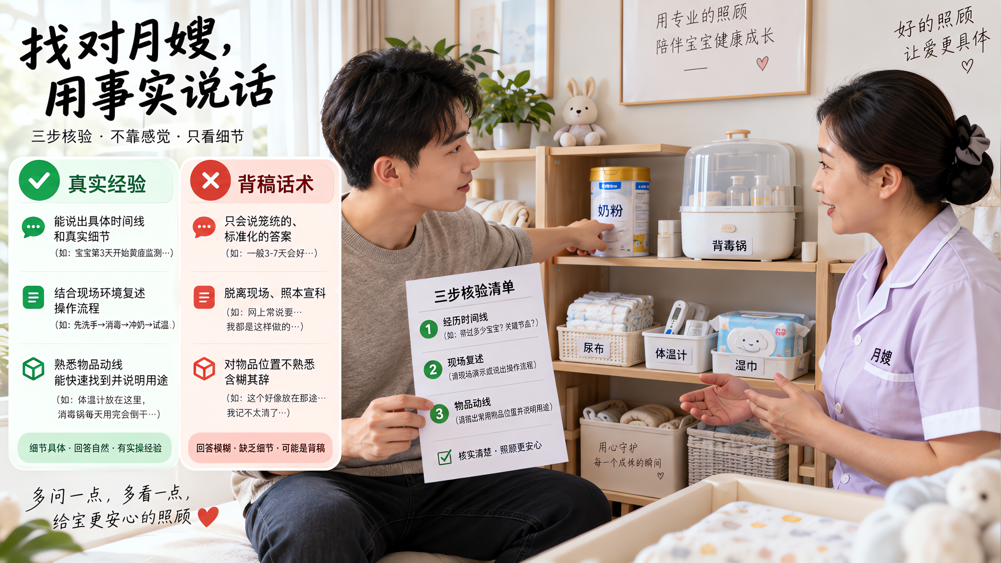 签的是金牌月嫂，到岗却像新手？到家1小时3步验人