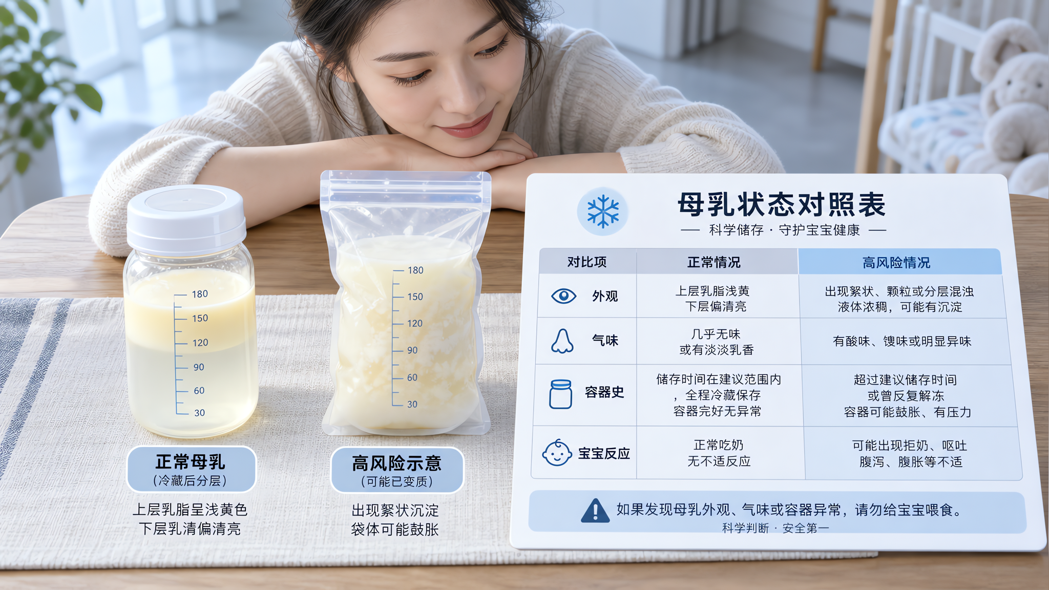 母乳分层变清有怪味？先看这张“正常vs变质”表